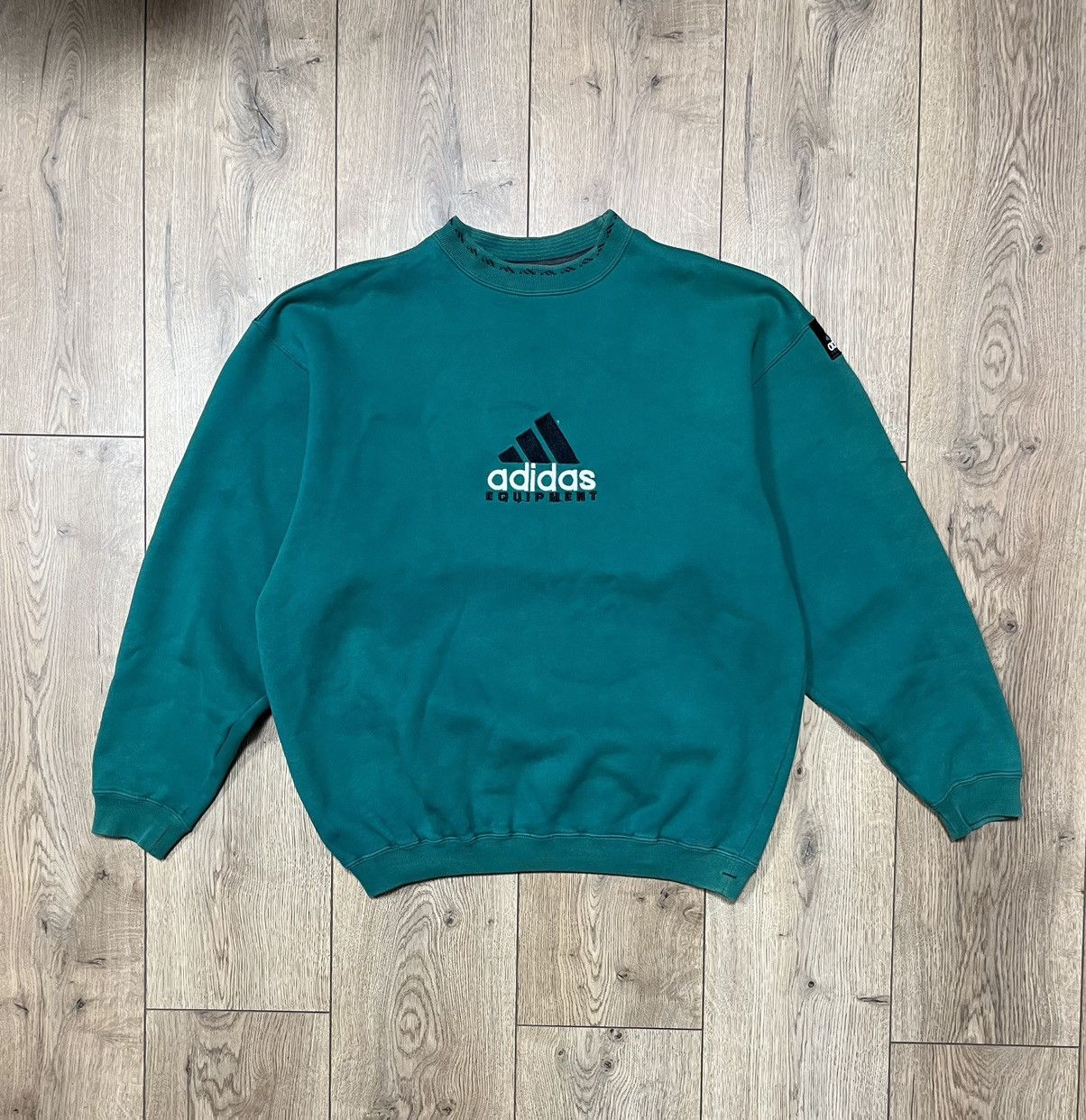 Adidas × Vintage 90s Vintage Adidas Equipment Green Crewneck Sweatshirt Size US M / EU 48-50 / 2 - 1 Thumbnail