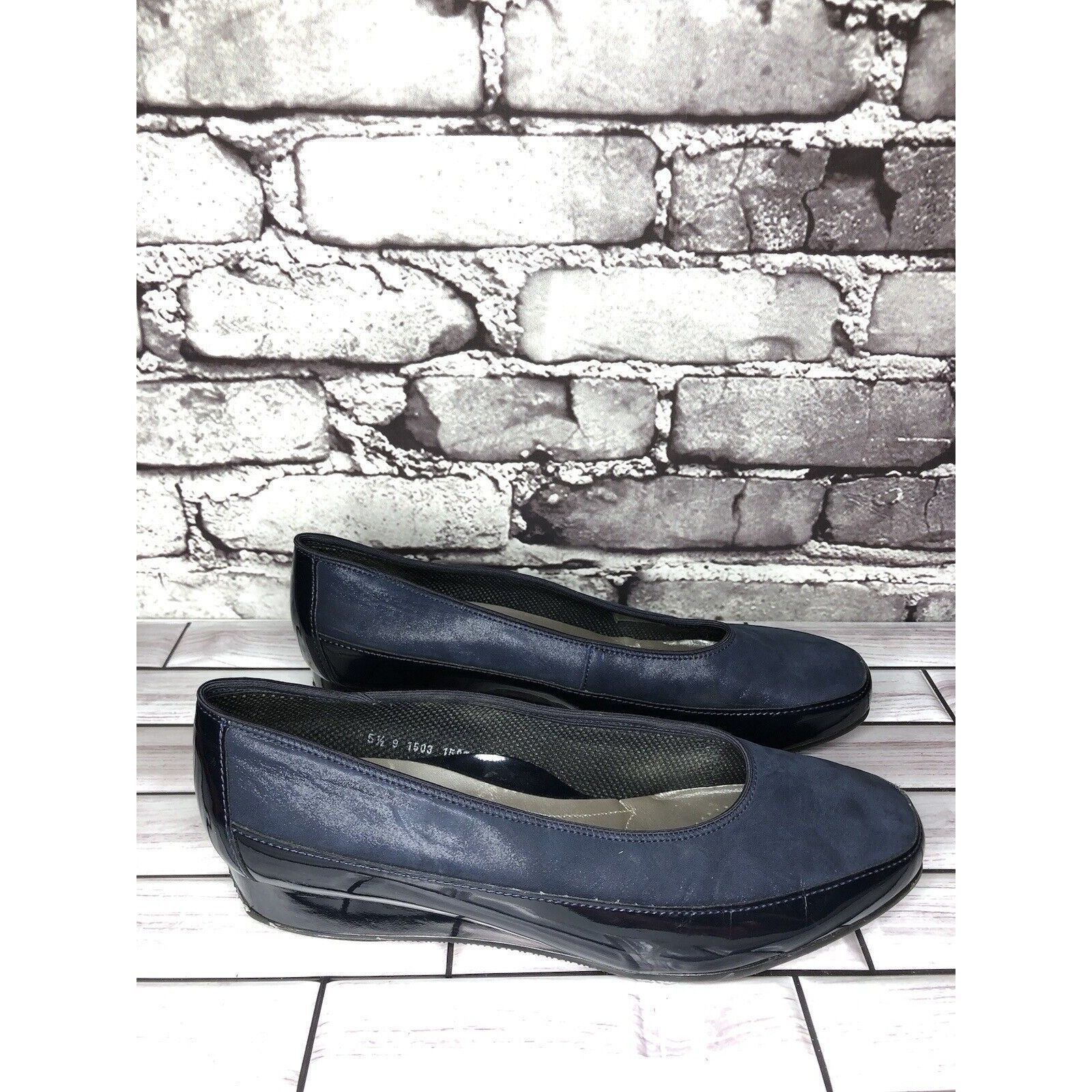 Other ARA Blue Leather Comfort Patent Wedge Pump Dress Shoes Women Size US 7 / IT 37 - 9 Thumbnail
