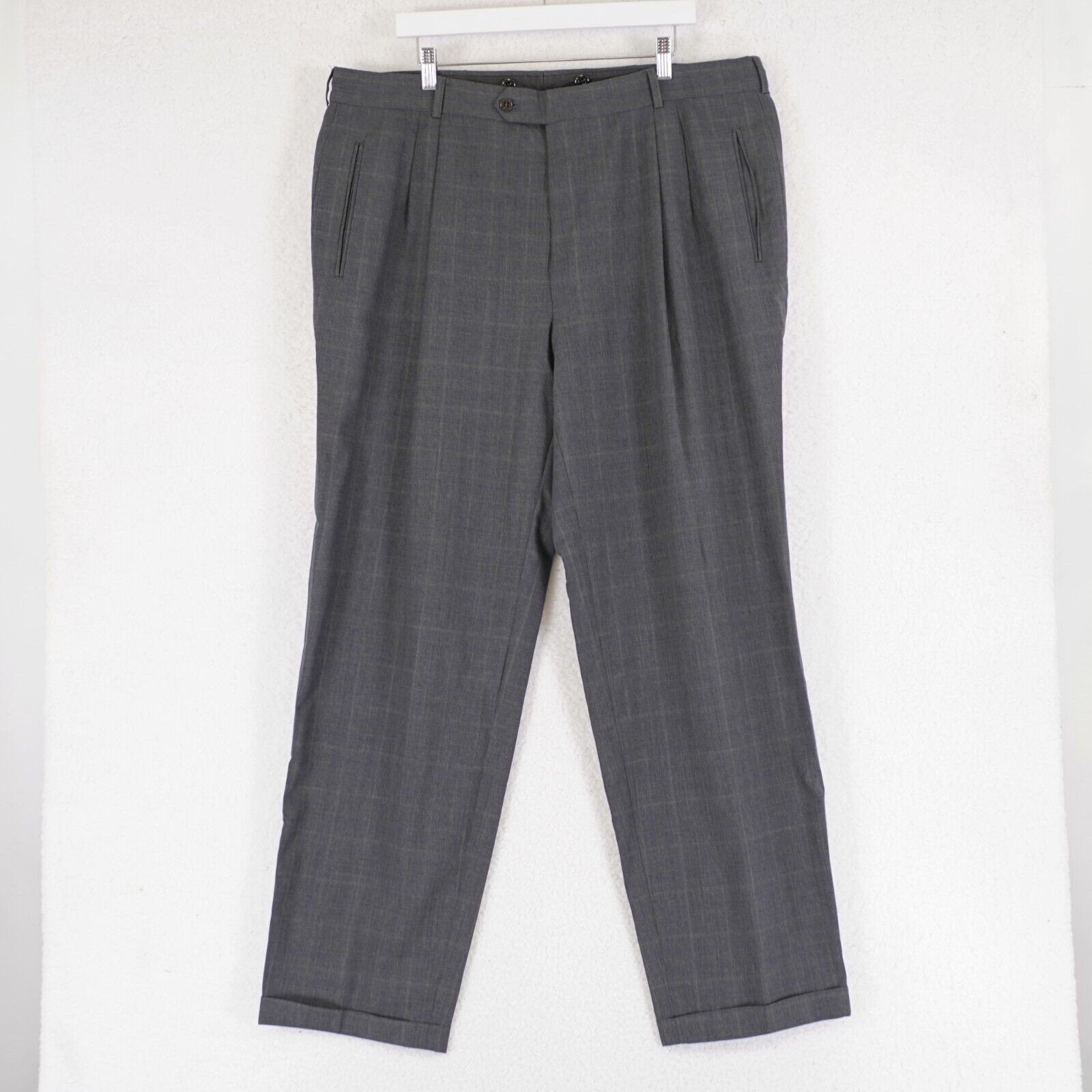 Hugo Boss Hugo Boss Celcius / Omega Wool Gray Blue Tan Check Windowpan Size 42R - 1 Thumbnail