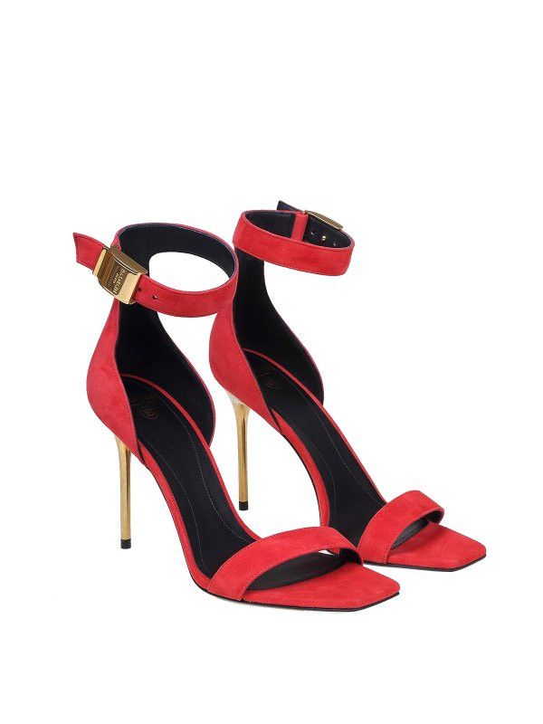 Balmain o1y0625 Spike Heel Sandals in Red Size US 11 / IT 41 - 3 Thumbnail