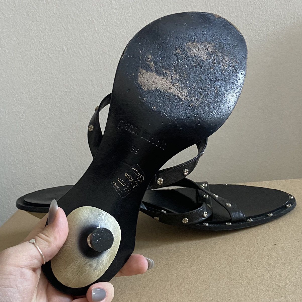 Gianni Barbato Gianni Barbato Kitten Heel Studded Sandals Size US 9 / IT 39 - 6 Thumbnail