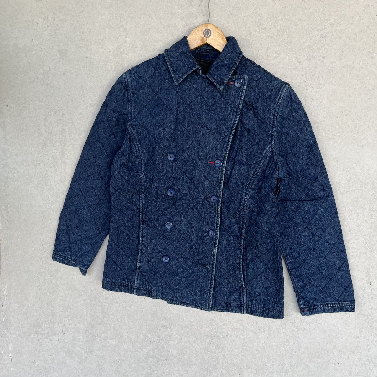 Other Vintage 90s Navy Quilted Denim Jacket Size M Size US M / EU 48-50 / 2 - 2 Thumbnail