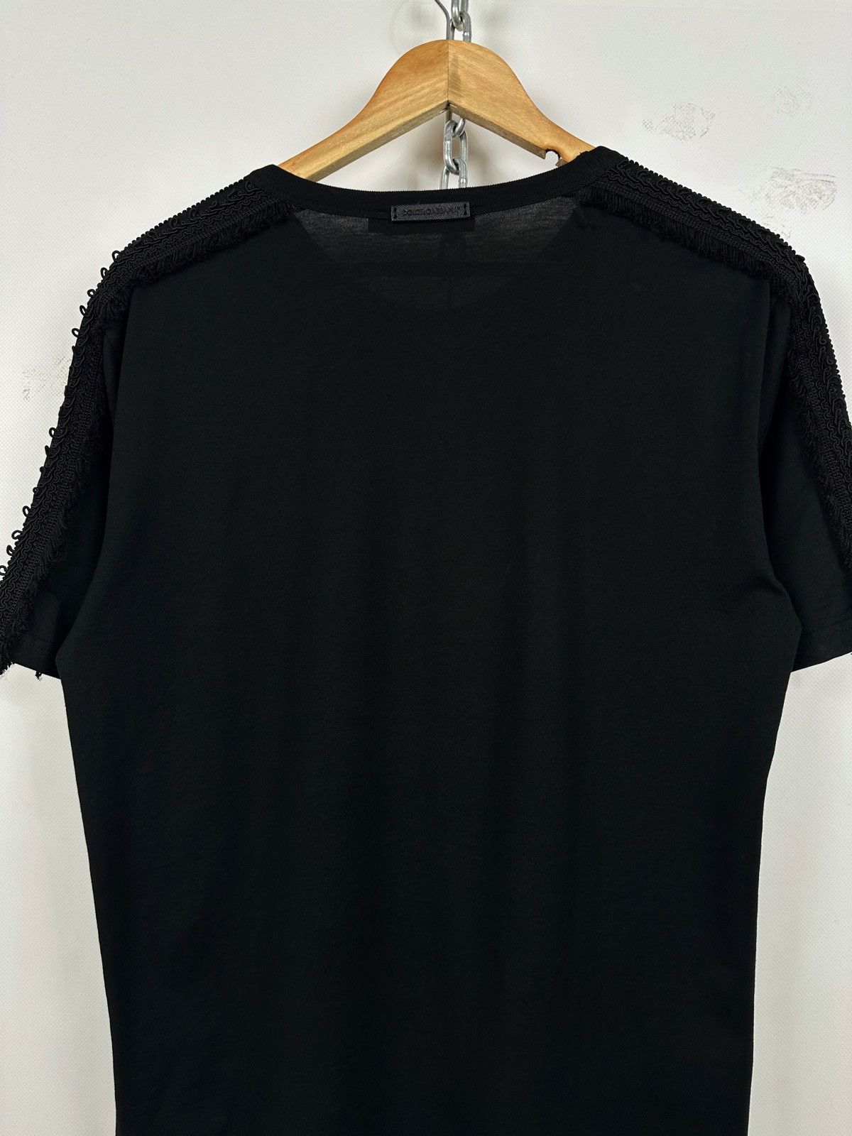 Dolce & Gabbana Dolce & Gabbana Black Sacred Heart Fringe Trim T-Shirt Size US M / EU 48-50 / 2 - 13 Thumbnail