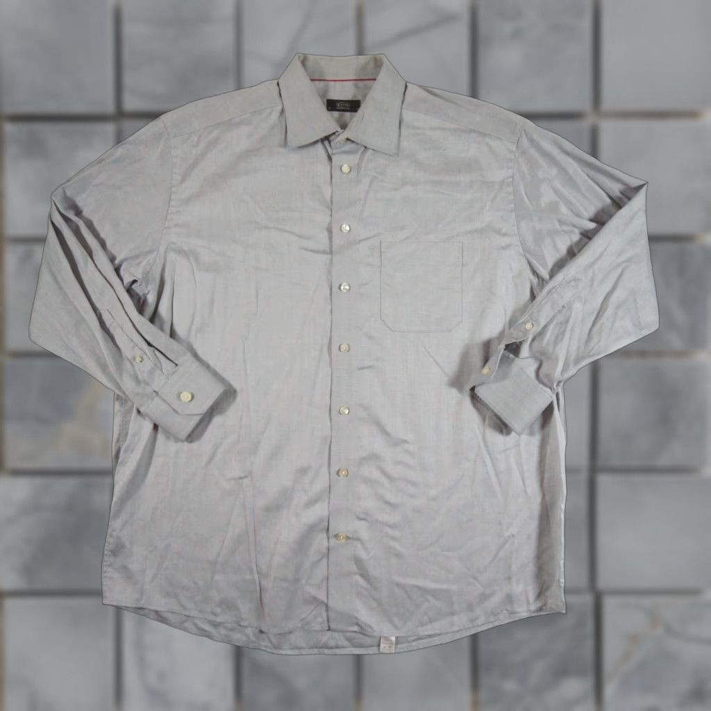 Eton VINTAGE ETON Men's Button Up Shirt Long Sleeve Gray 18 Collared Formal Casual Bookend Size 48R - 1 Thumbnail