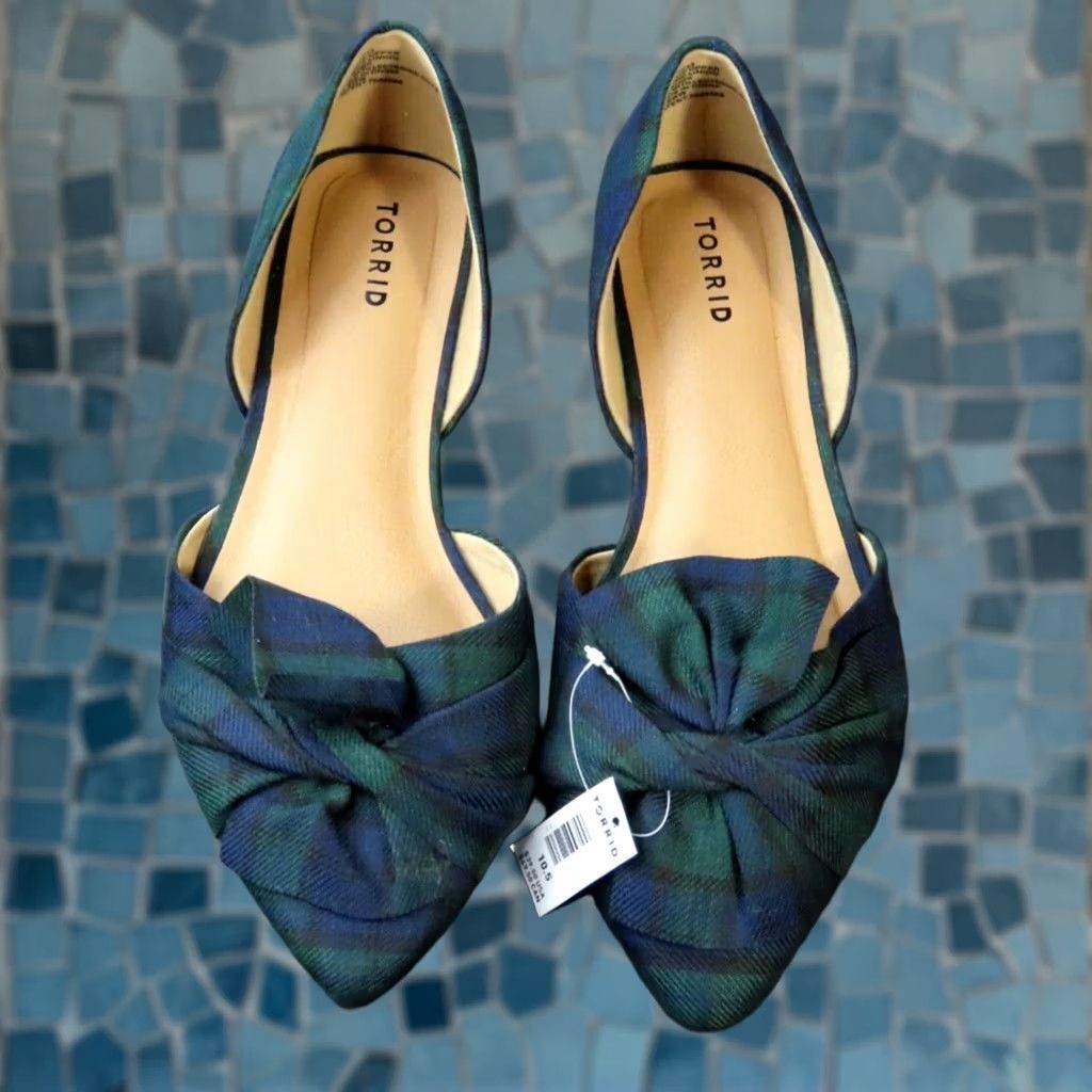 Torrid VINTAGE Torrid Blue Plaid Bow Pointed Toes Womens 10.5WW Size US 11 / IT 41 - 1 Thumbnail