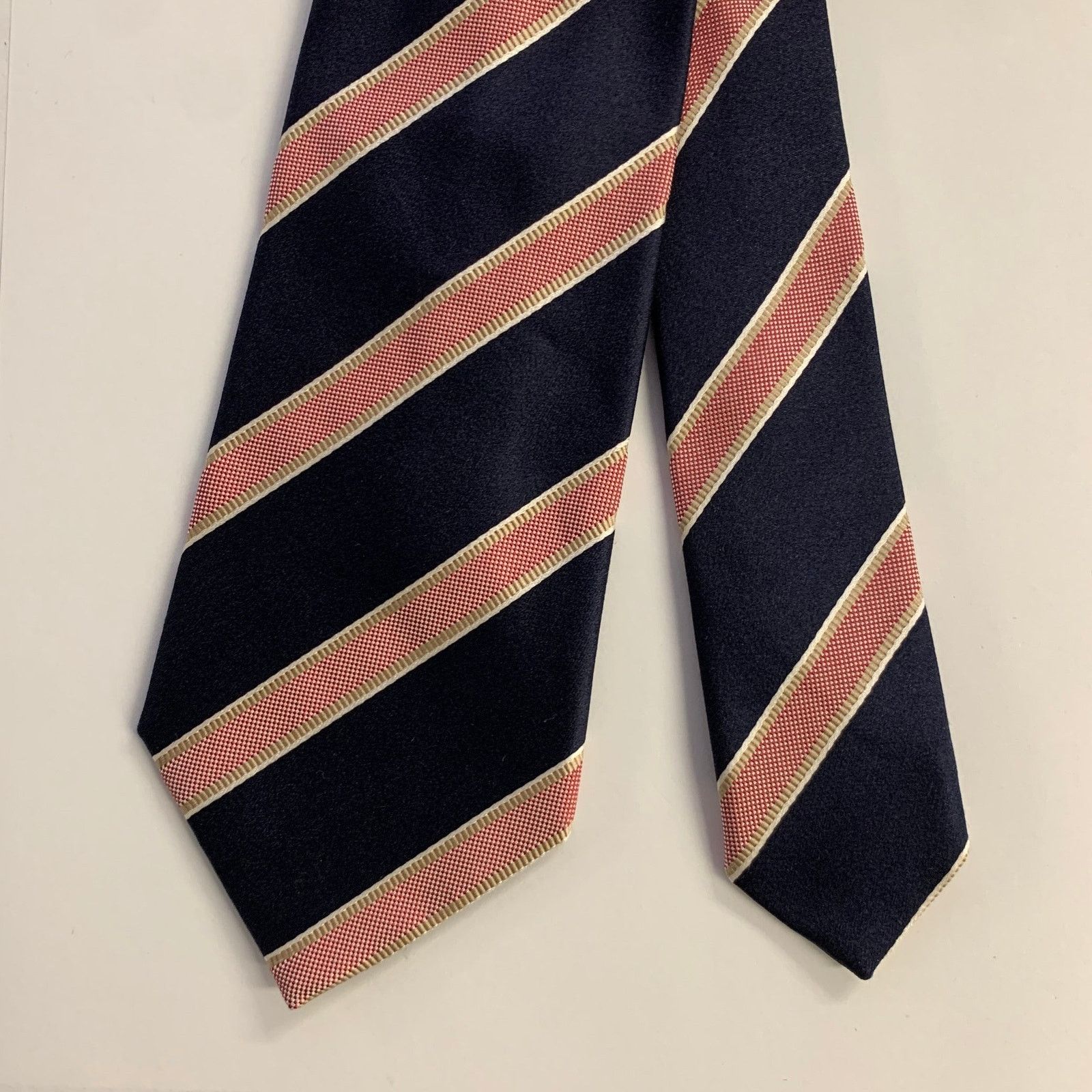 Ermenegildo Zegna ERMENEGILDO ZEGNA Navy Red Diagonal Stripe Silk Tie Size ONE SIZE - 1 Thumbnail