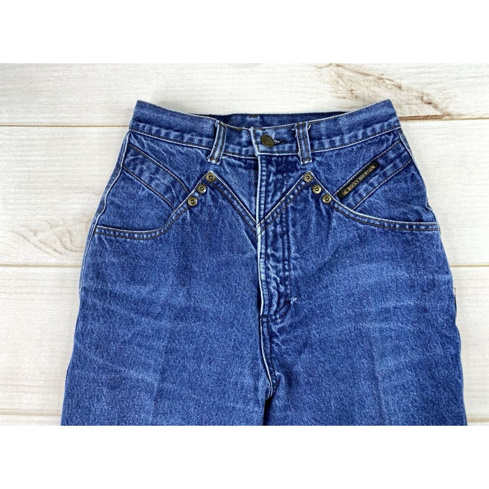 Vintage VINTAGE Rockies Jeans 26/3 Blue Hi Rise Western USA Made X-Long Yoke 90s Cowboy Festival Logo Jeans Women Regular Size 26/3 Blue Size 26" / US 2 / IT 38 - 4 Thumbnail