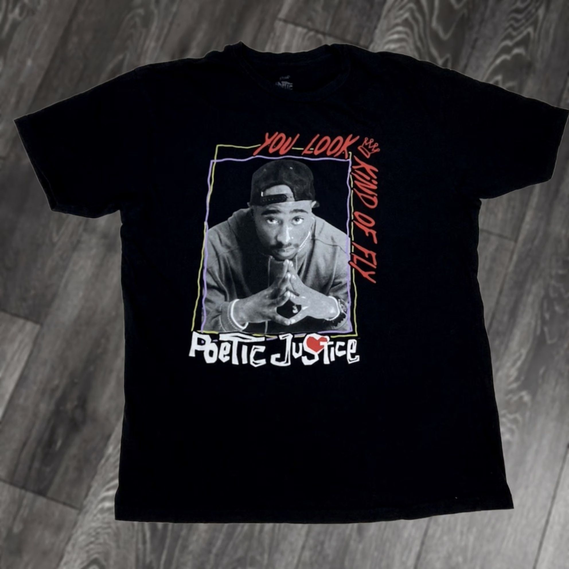 Vintage VINTAGE 2pac Tupac Shakur Poetic Justice Movie T-shirt Men Large Black Cotton Logo Graphic Print Crew Neck Short Sleeve All Seasons Regular Size US L / EU 52-54 / 3 - 1 Thumbnail