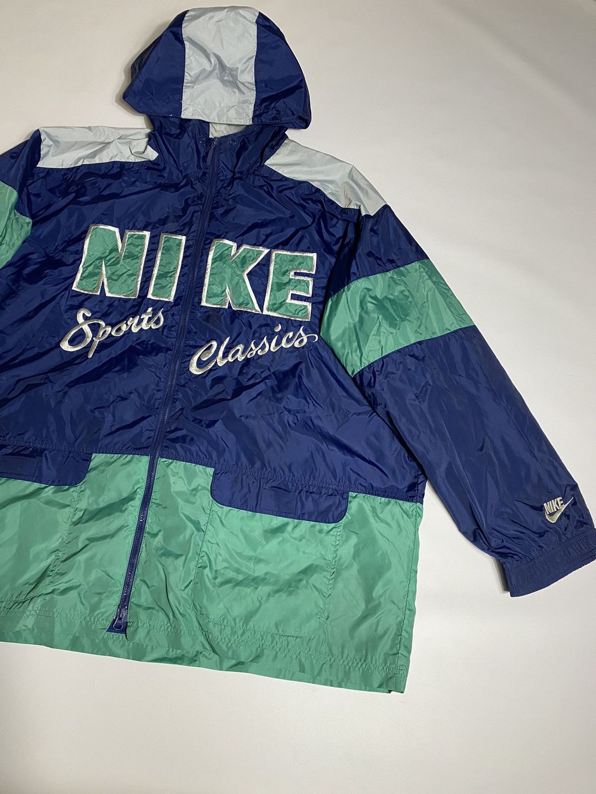 Pre-owned Nike X Nike Acg Vintage 90's Nike Jacket Hooded Nylon Sports Classics Y2k In Blue