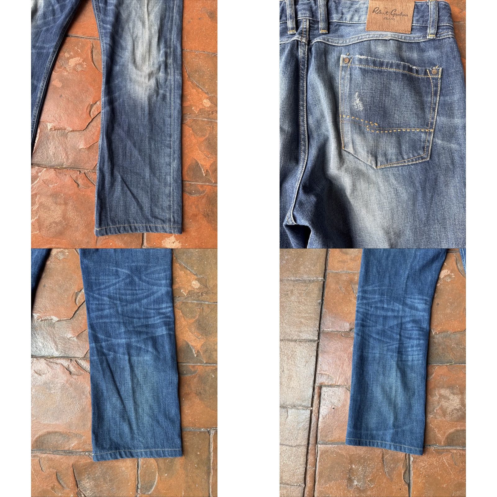 Robert Graham Robert Graham Slim Jim Jeans Mens 36x29.5 Dark Wash Denim Zip Straight Preppy Logo Zipper) Size US 36 / EU 52 - 8 Thumbnail