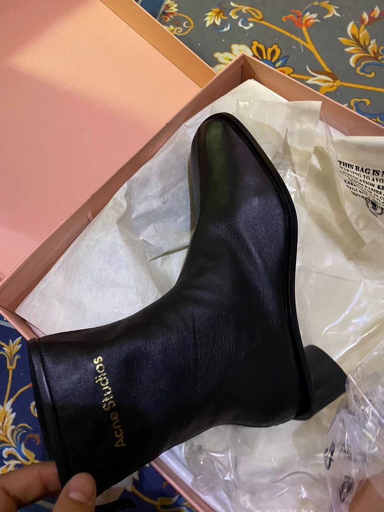 Acne Studios Acne Studios size:36 Black square-heeled sheepskin ankle b Size US 5.5 / IT 35.5 - 4 Thumbnail
