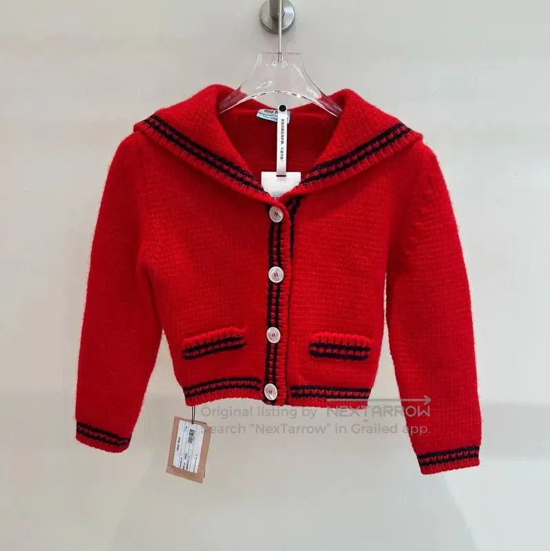Miu Miu Miu Miu Red Wool Logo Knit Sweater . Size S / US 4 / IT 40 - 1 Thumbnail