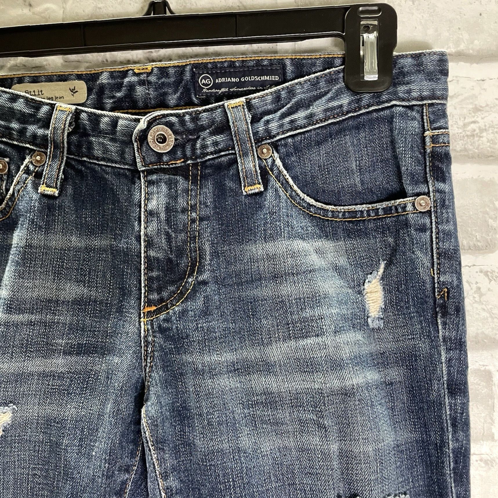 Vintage Adriano Goldschmied The Stilt Jeans Womens 27x29 Distressed Blue Straight Size 27" / US 4 / IT 40 - 2 Thumbnail