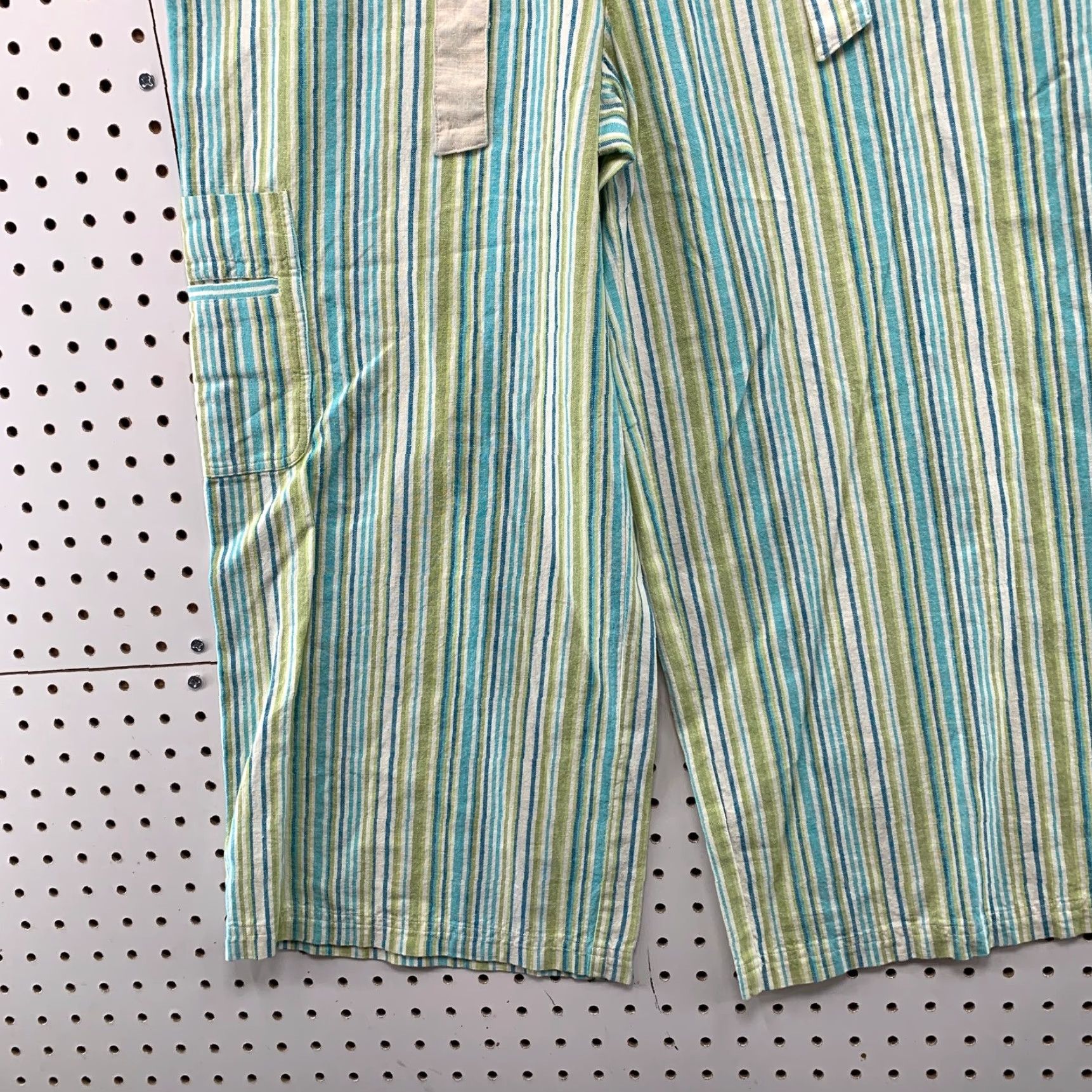 Vintage Fieldgear Linen Pants Womens 12 Green Wide Leg Drawstring Cotton Blend Casual Cropped 24in Inseam Size 34" / US 12 / IT 48 - 5 Thumbnail