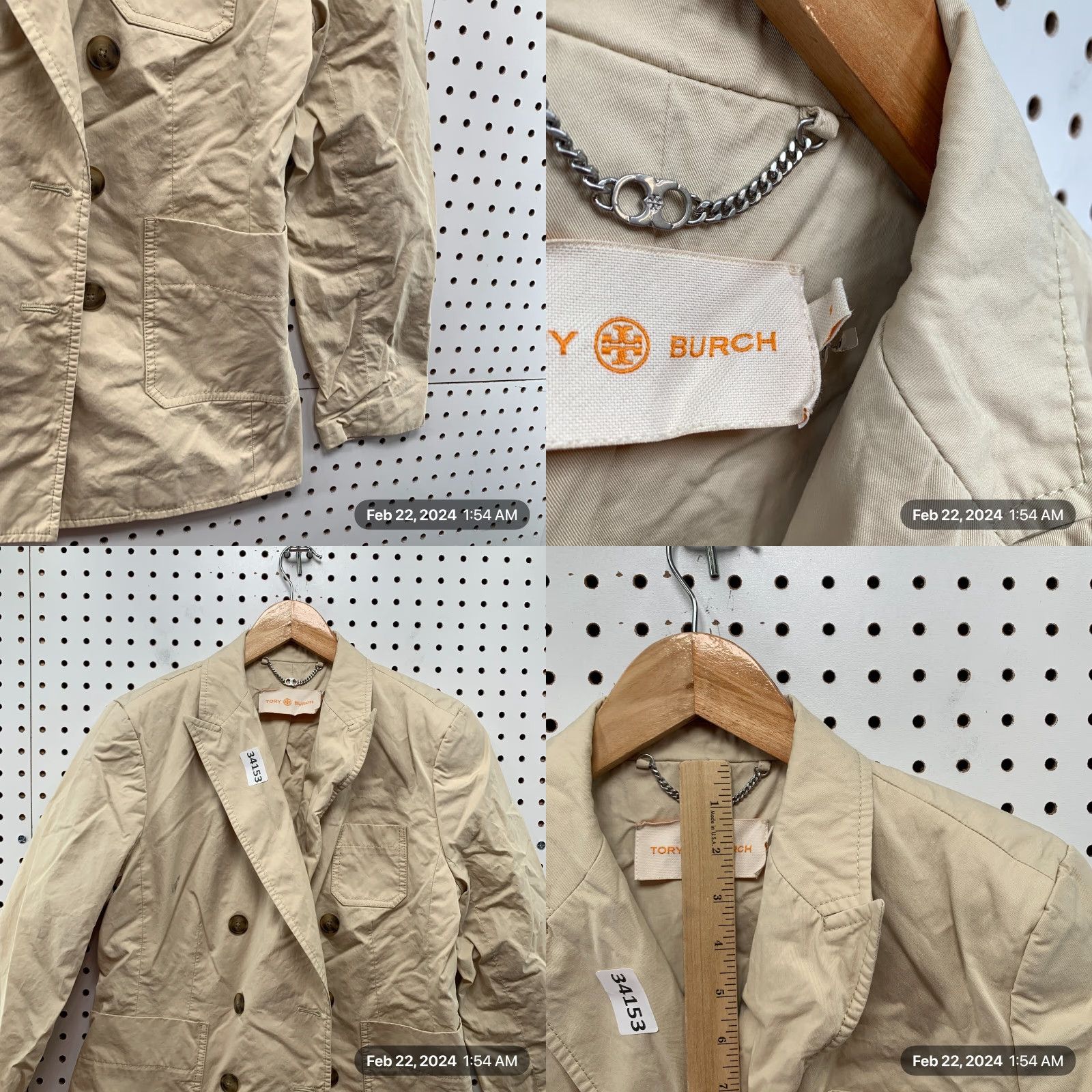 Tory Burch VINTAGE Tory Burch Khaki Blazer Jacket Womens SIZE 8 Beige Brown Business Casual 18X27 Size M / US 6-8 / IT 42-44 - 8 Thumbnail