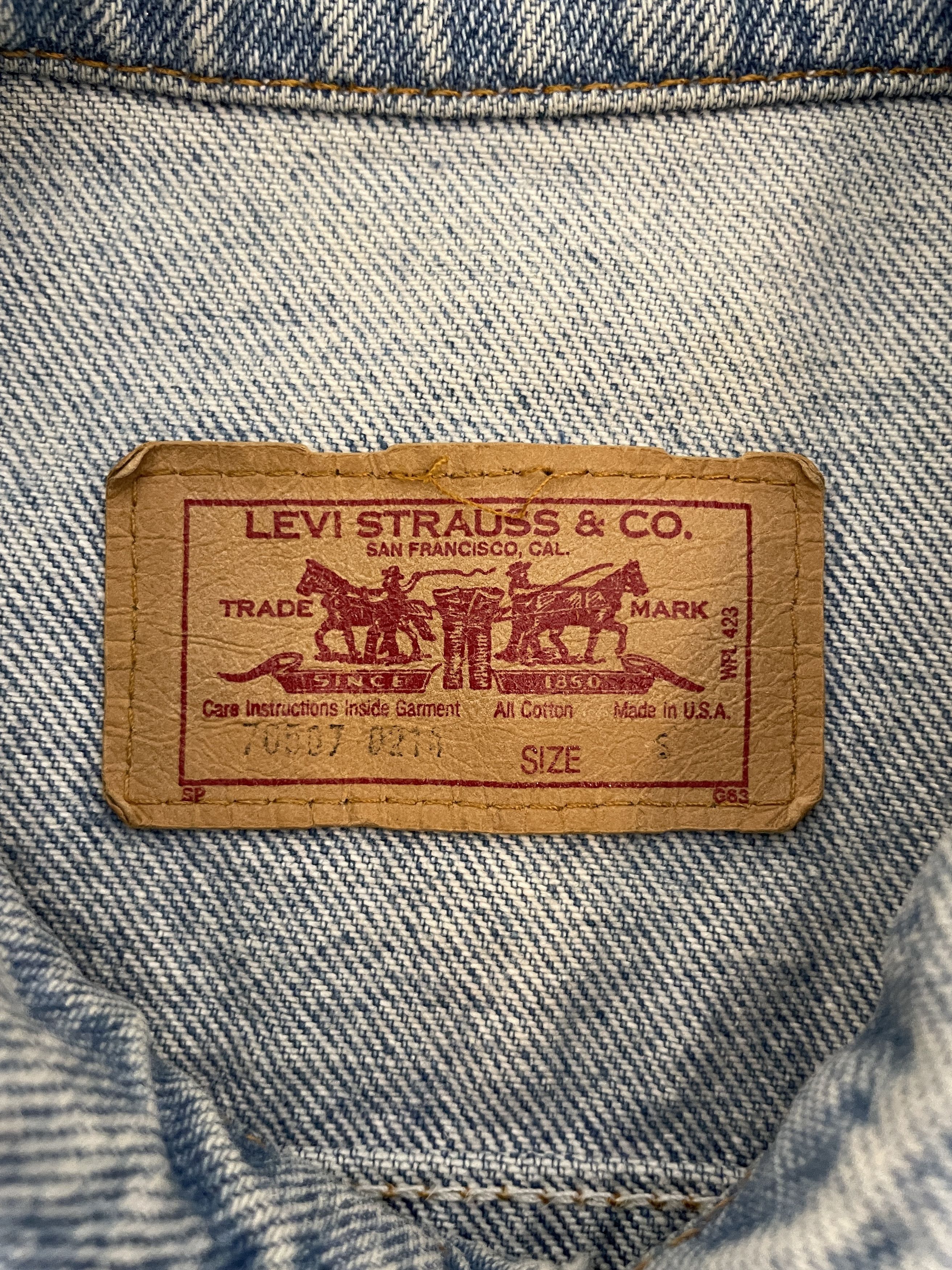 Levi's Vintage 80's Levis Denim Faded Trucker Jacket 70507 0214 Size US S / EU 44-46 / 1 - 5 Thumbnail