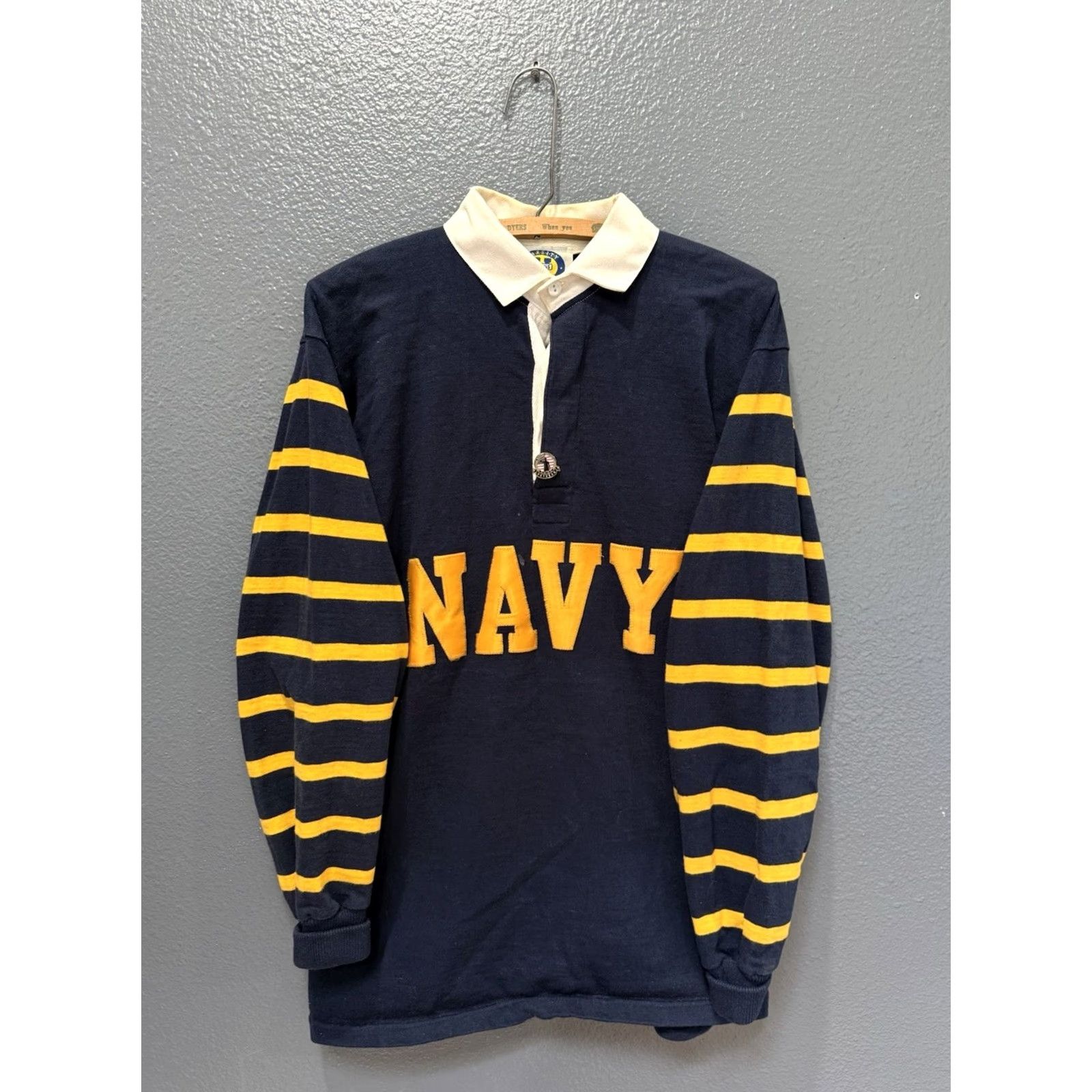 Vintage VINTAGE Varsity Rags Rugby Polo Shirt Men Large 90s Cotton Navy Blue Size US L / EU 52-54 / 3 - 4 Thumbnail