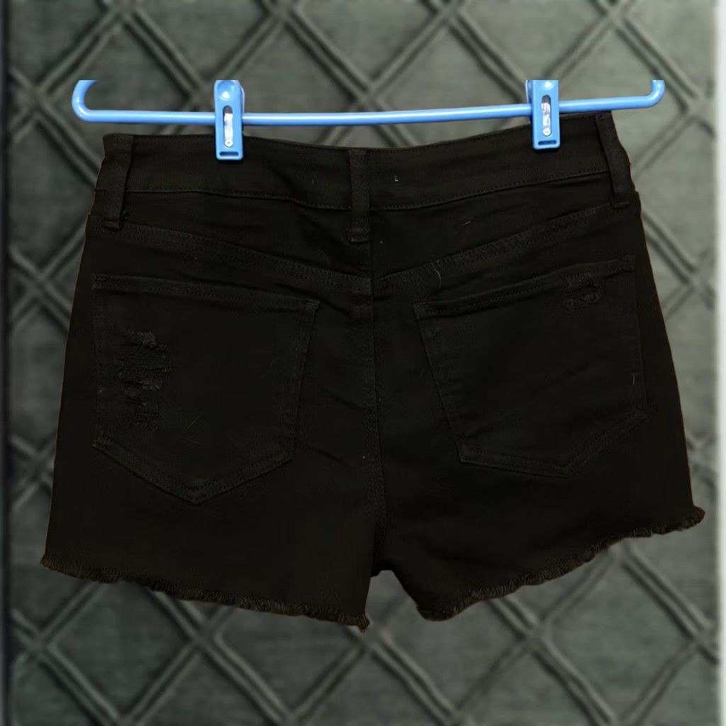 Vintage SO So Goods For Life Black High Rise Shortie Distressed Denim Shorts 11/Juniors 30x2.5in Pocket Stretch Womens Size 32" / US 10 / IT 46 - 1 Thumbnail