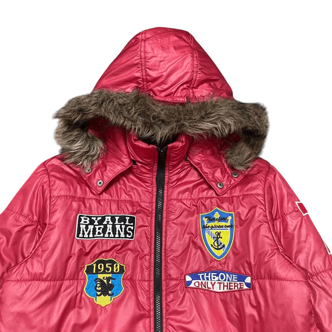 Semantic Design Fur Hooded Puffer Jacket