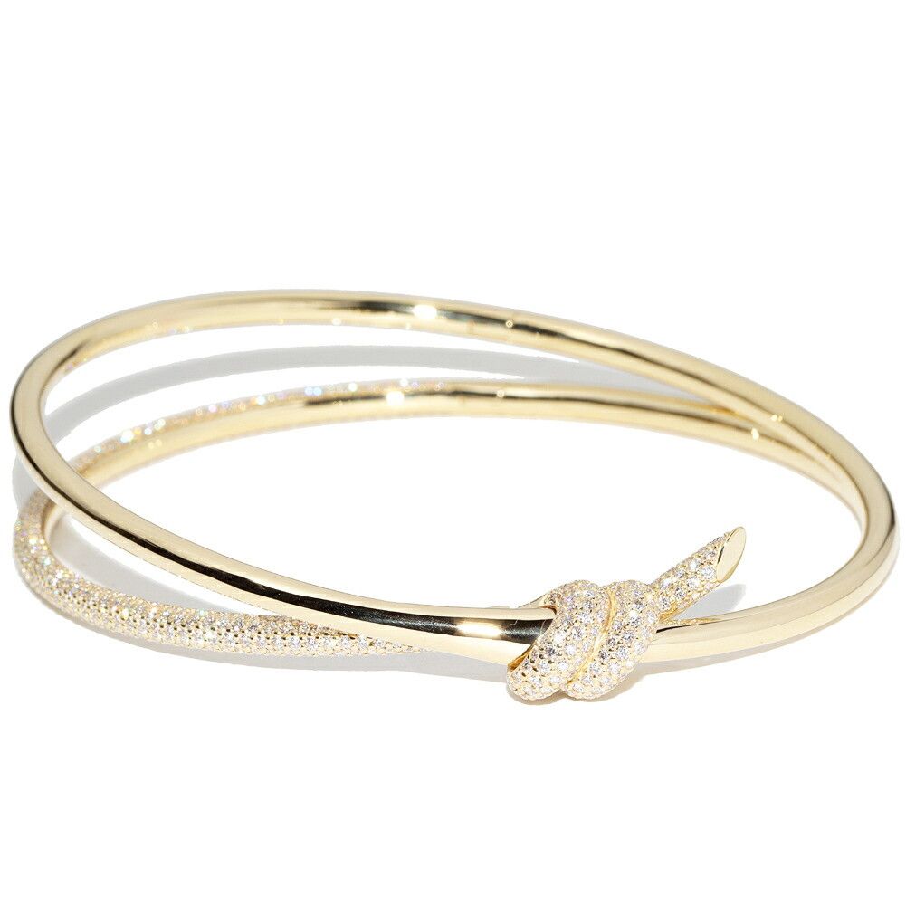 Tiffany & Co. Tiffany & Co. Tiffany Knot Double Row Au750 Diamond Bracelet Size 17 Precious Metal Bangle DUTY FREE for USA Size ONE SIZE - 1 Thumbnail