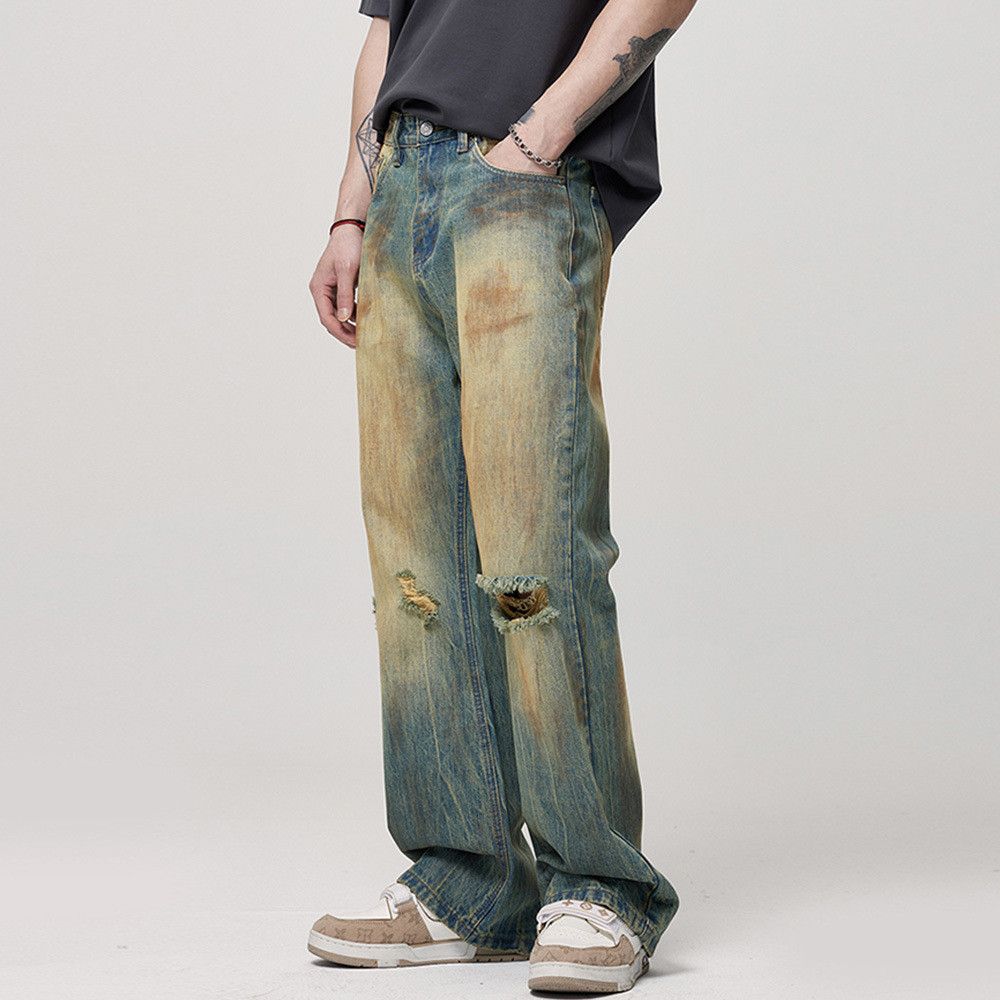 Japanese Brand × Jean Distressed American high street loose straight ripped jeans Size US 32 / EU 48 - 3 Thumbnail