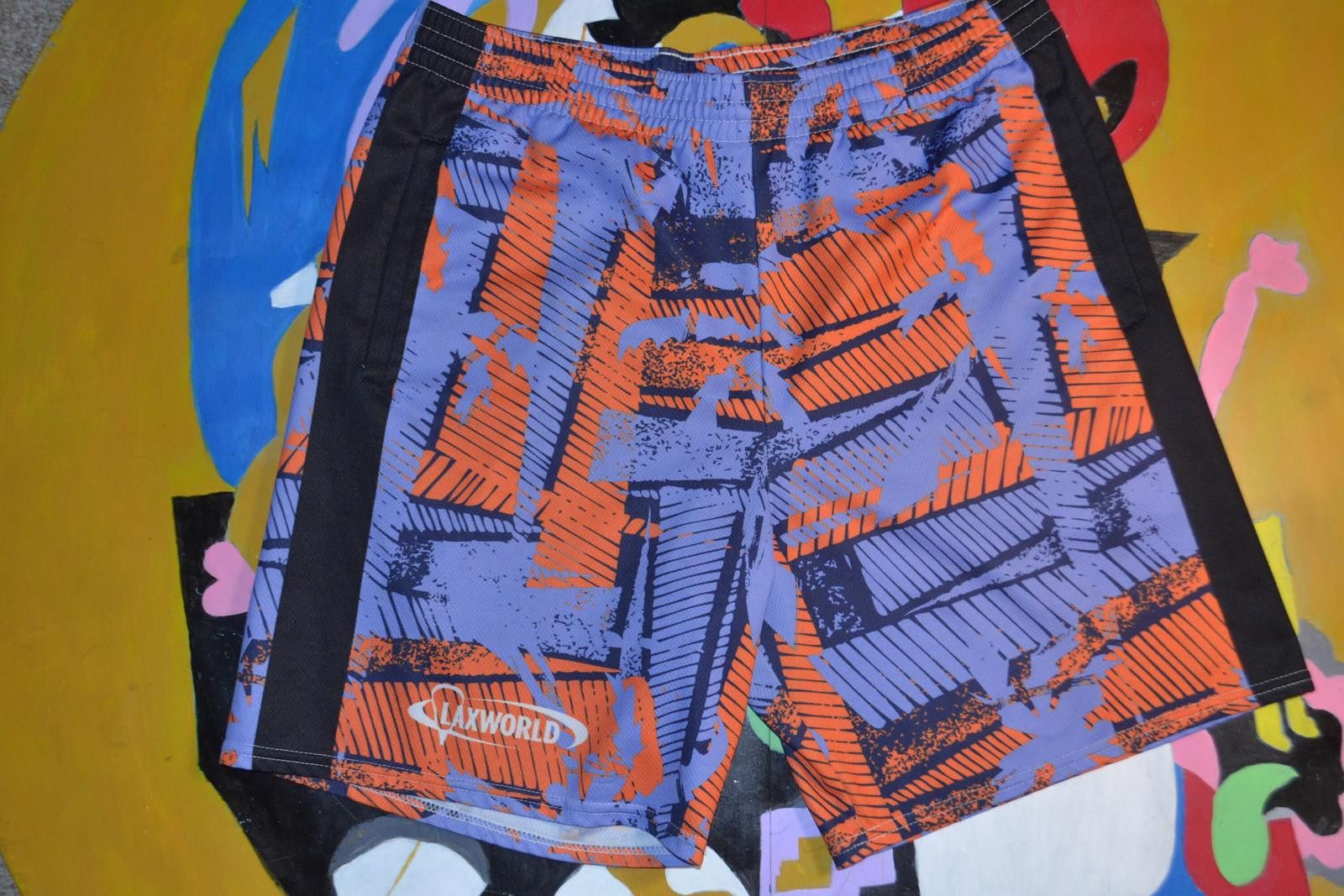 LSDworldpeace Men's Casual Shorts with Orange and Blue Abstract Pattern Size US 32 / EU 48 - 1 Thumbnail
