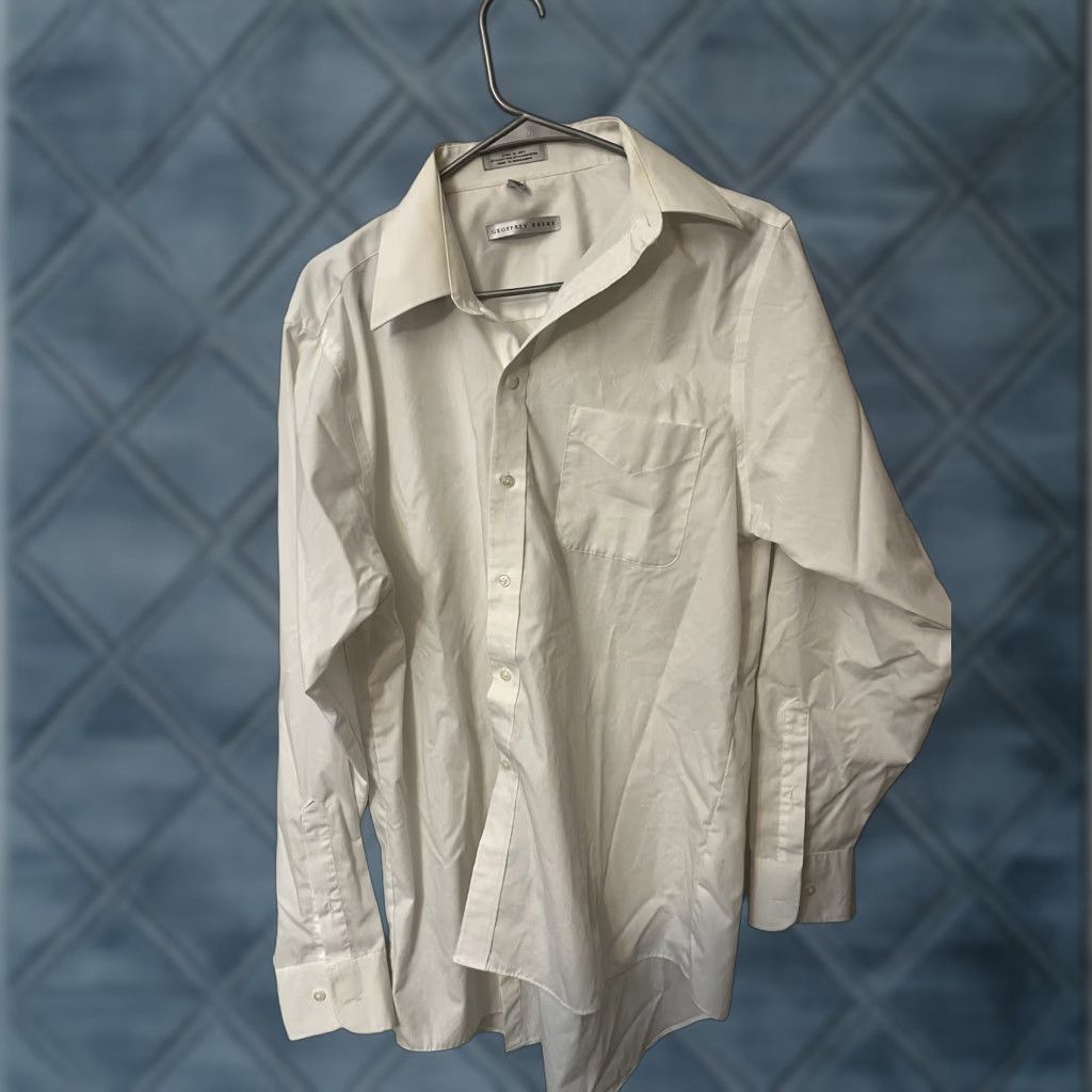 Geoffrey Beene Geoffrey Beene Dress Shirt Men’s White Solid Long Sleeve Button-Down Collar 15.5 Medium Size 40R - 1 Thumbnail