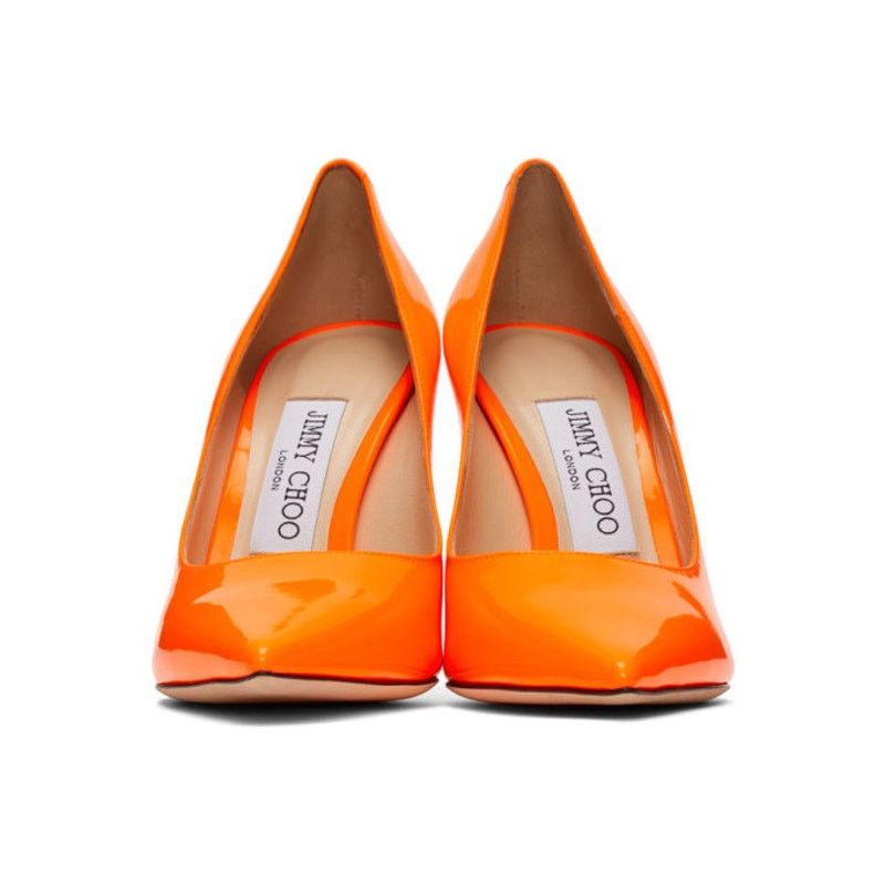 Jimmy Choo Jimmy Choo Love 100 Orange Patent Leather Pumps Size 36.5 EU Size US 5.5 / IT 35.5 - 3 Thumbnail