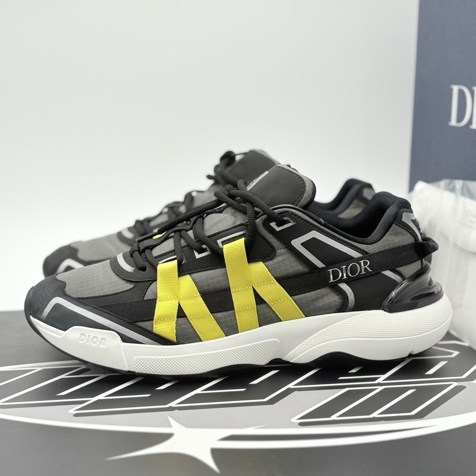 Dior Dior B24 Runtek ' Black Yellow ' | EXCELLENT CONDITION! Size US 10 / EU 43 - 1 Thumbnail