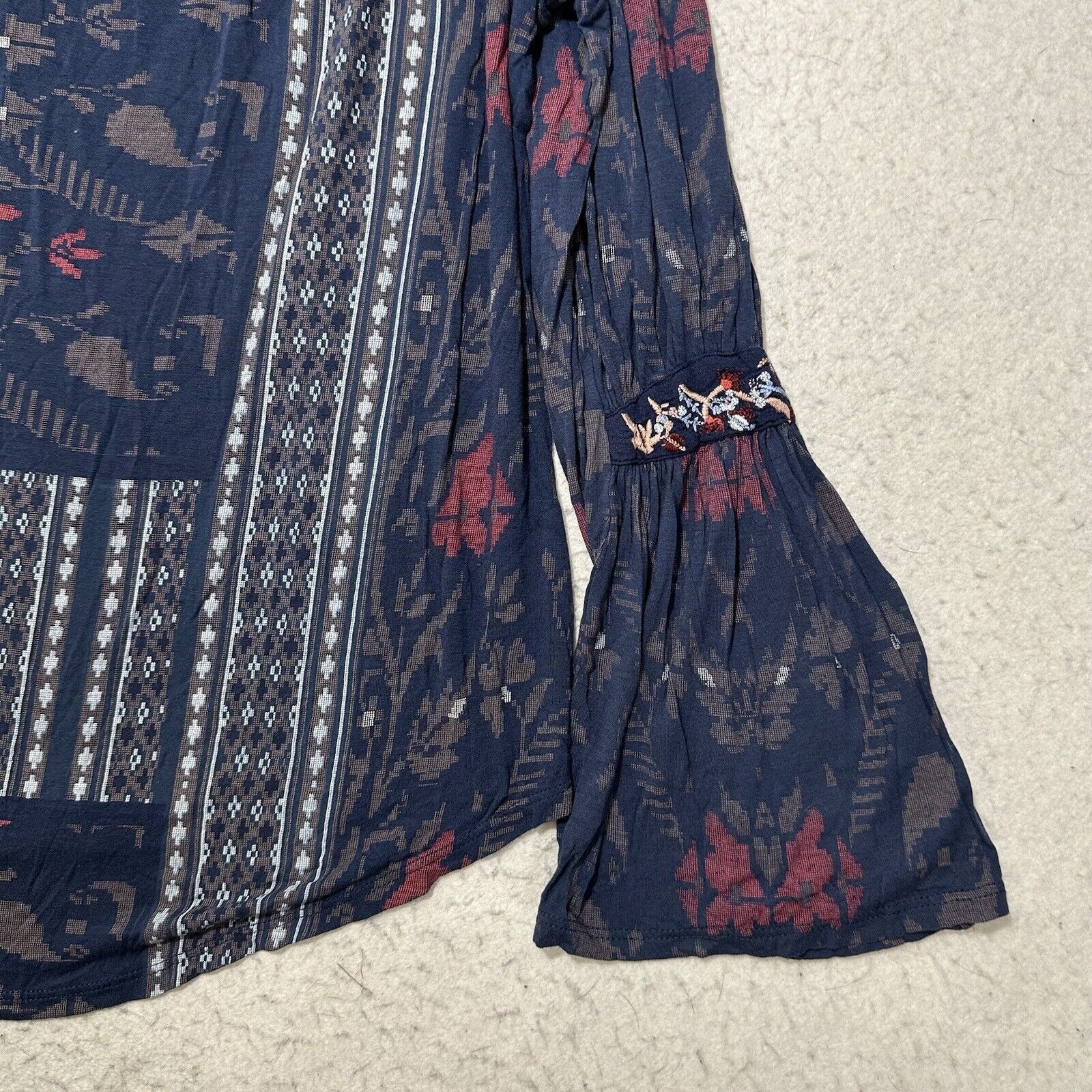 Lucky Brand Lucky Brand Medium Bell Sleeve Blouse Boho Floral Stripe Top Size M / US 6-8 / IT 42-44 - 14 Thumbnail