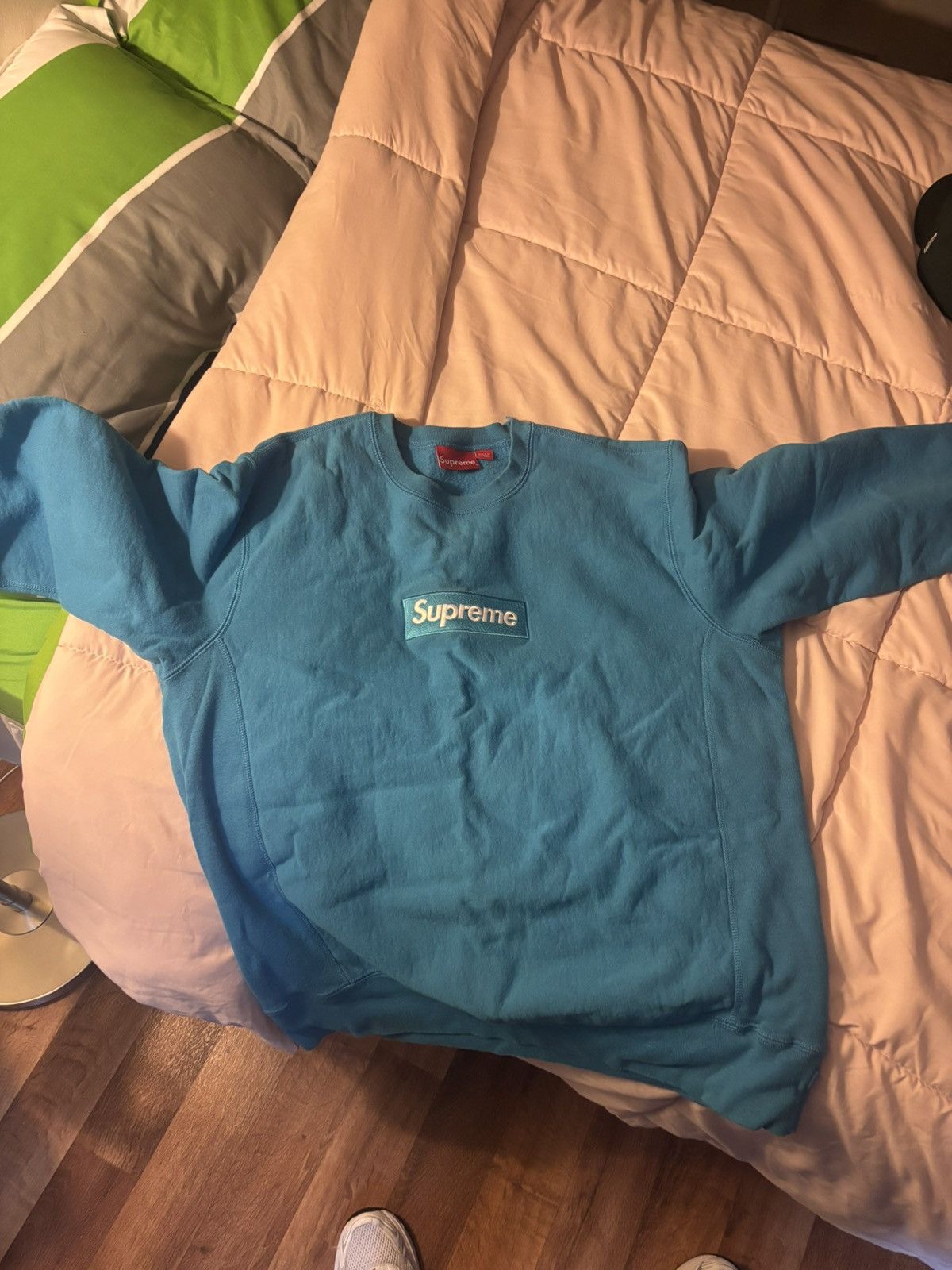 Supreme Teal Box Logo Hoodie | Grailed