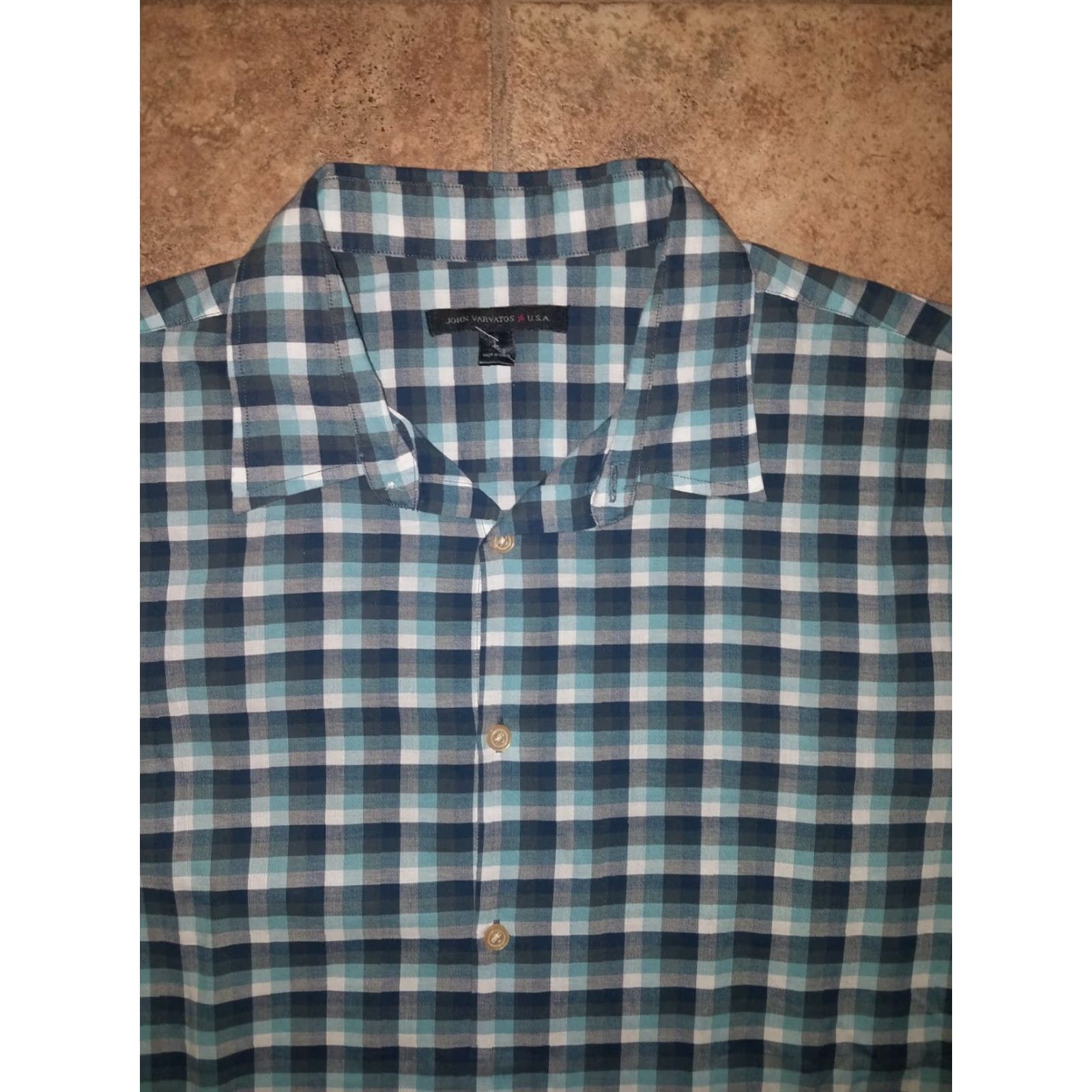 John Varvatos John Varvatos Button-Down Shirt Mens L Plaid Short Sleeve Blue Multicolor Colorful Size US L / EU 52-54 / 3 - 2 Thumbnail