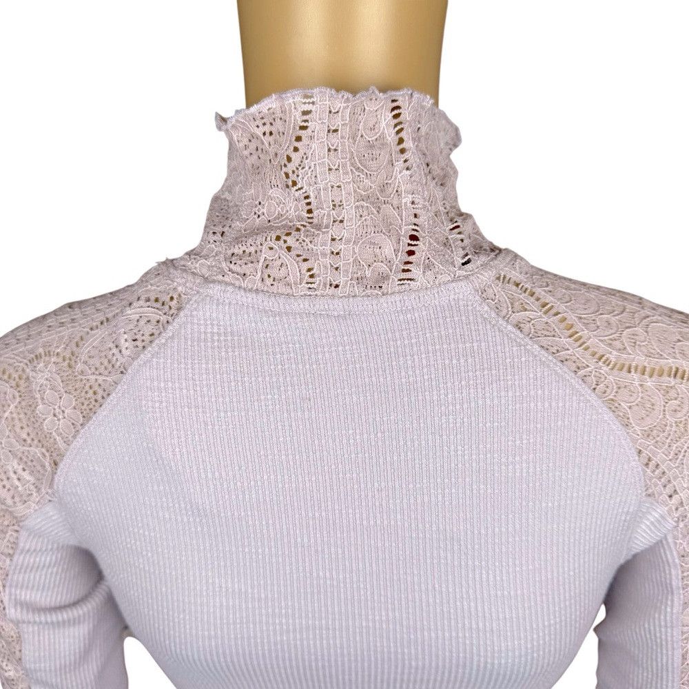 Free People NWT New Free People Freddie Lace Rib Turtleneck Mauve Lilac Size XS / US 0-2 / IT 36-38 - 5 Thumbnail