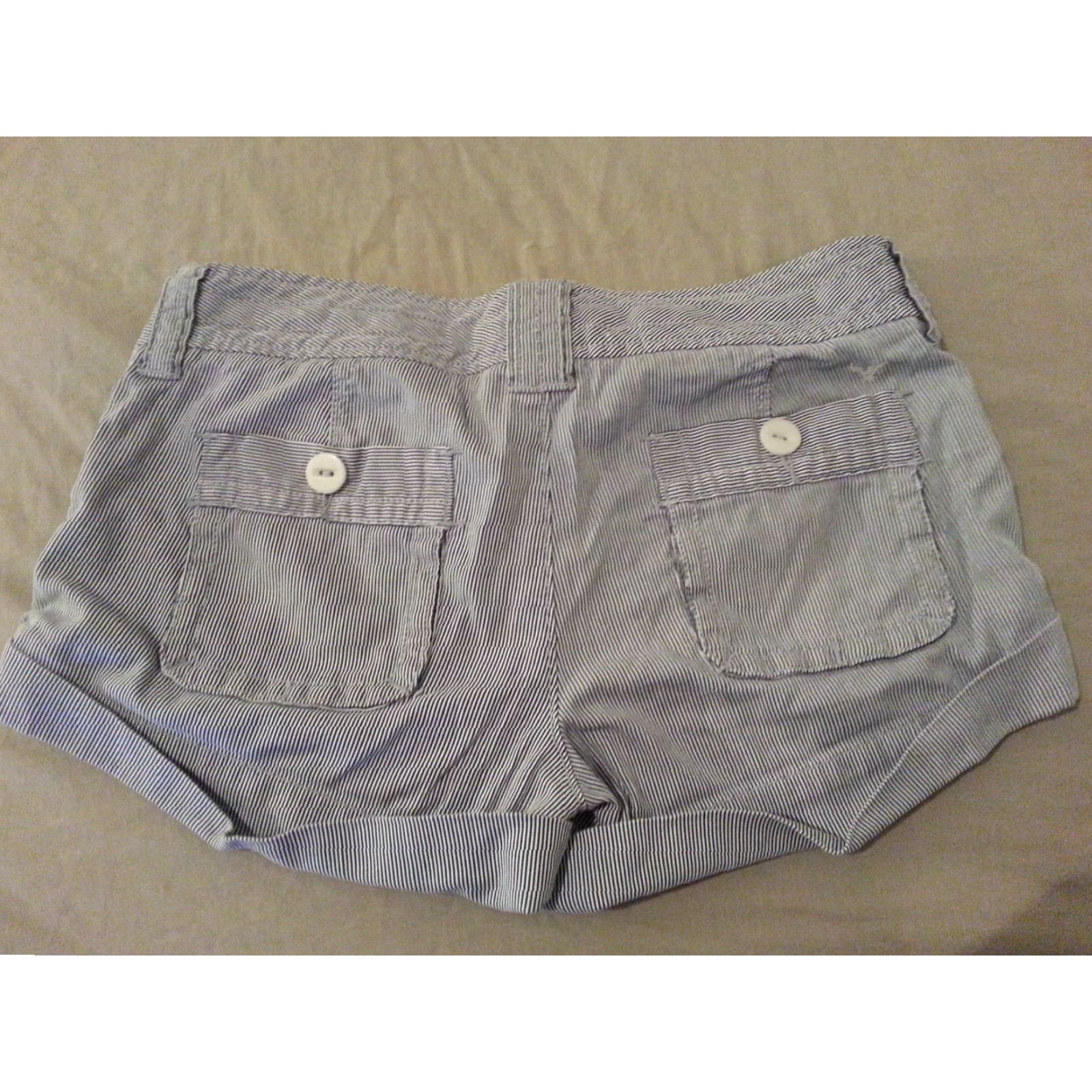American Eagle Outfitters VINTAGE American Eagle Outfitters Khaki Shorts 0 Blue Stripes Cotton Khaki Chino Women Womens Striped Blue 0 Cotton Shorts Size 25" / US 0 / IT 36 - 2 Thumbnail