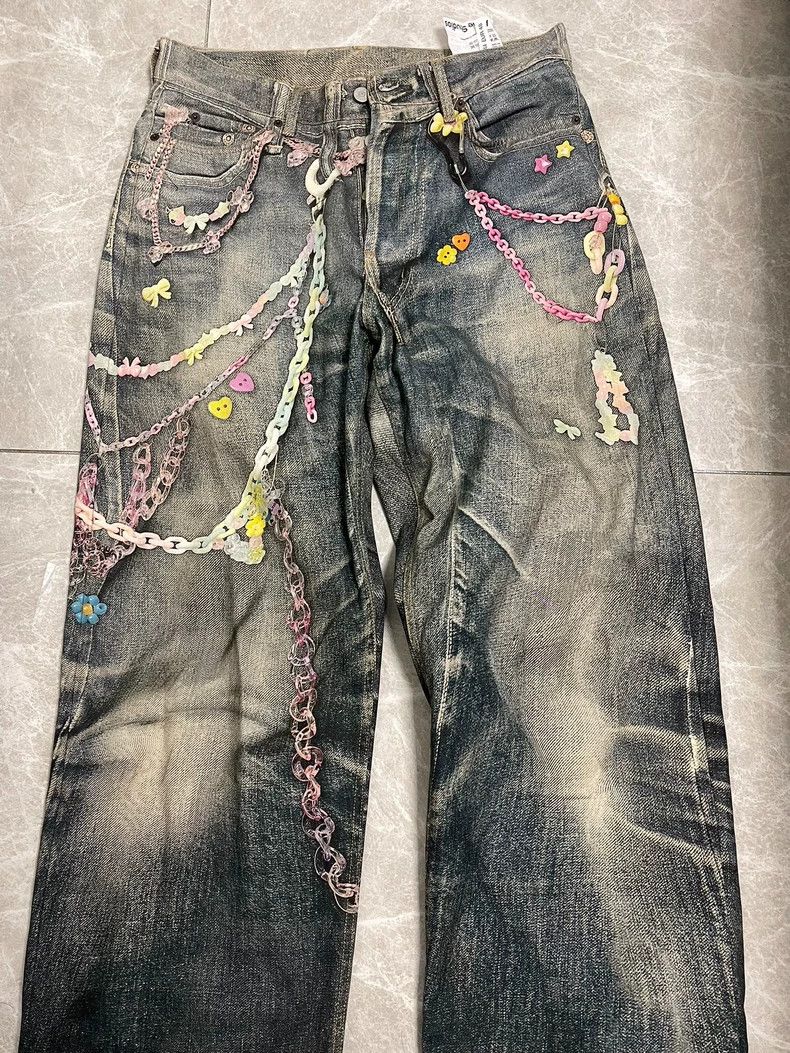 Acne Studios Acne Studios Distressed washed candy chain 3D printed jean Size US 32 / EU 48 - 1 Thumbnail