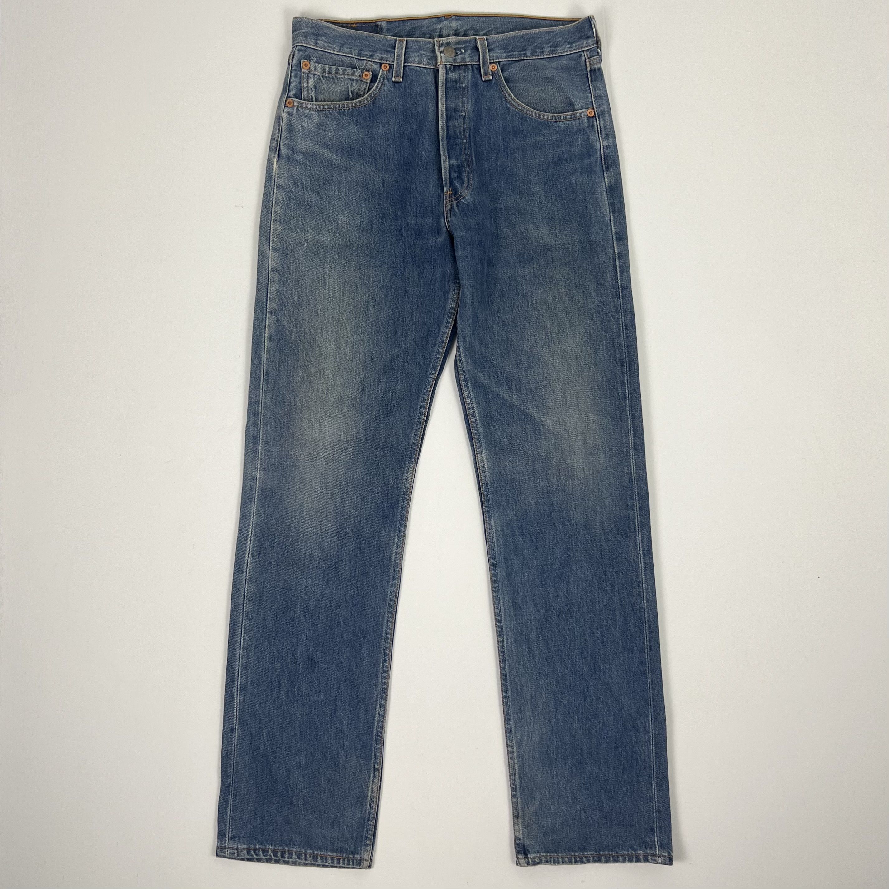 image of Levis Vintage Clothing x Vintage 90’S Levi’S 501 Buttonfly Jeans Blue Denim Trousers (Size 31)