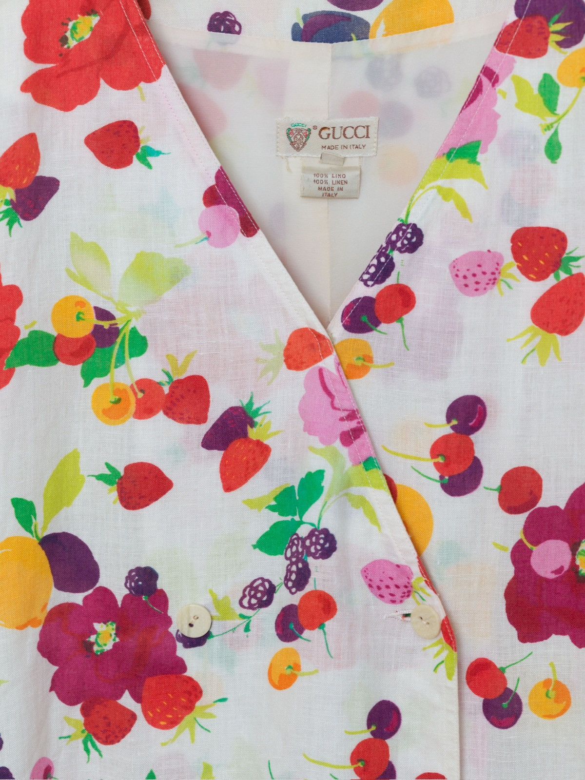 Gucci Gucci | 1980s Floral & Fruit Print Dress Size M / US 6-8 / IT 42-44 - 5 Thumbnail