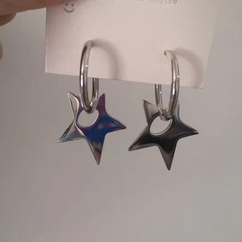 Jewelry Big Irregular Star Hoop Earring Size ONE SIZE - 2 Thumbnail