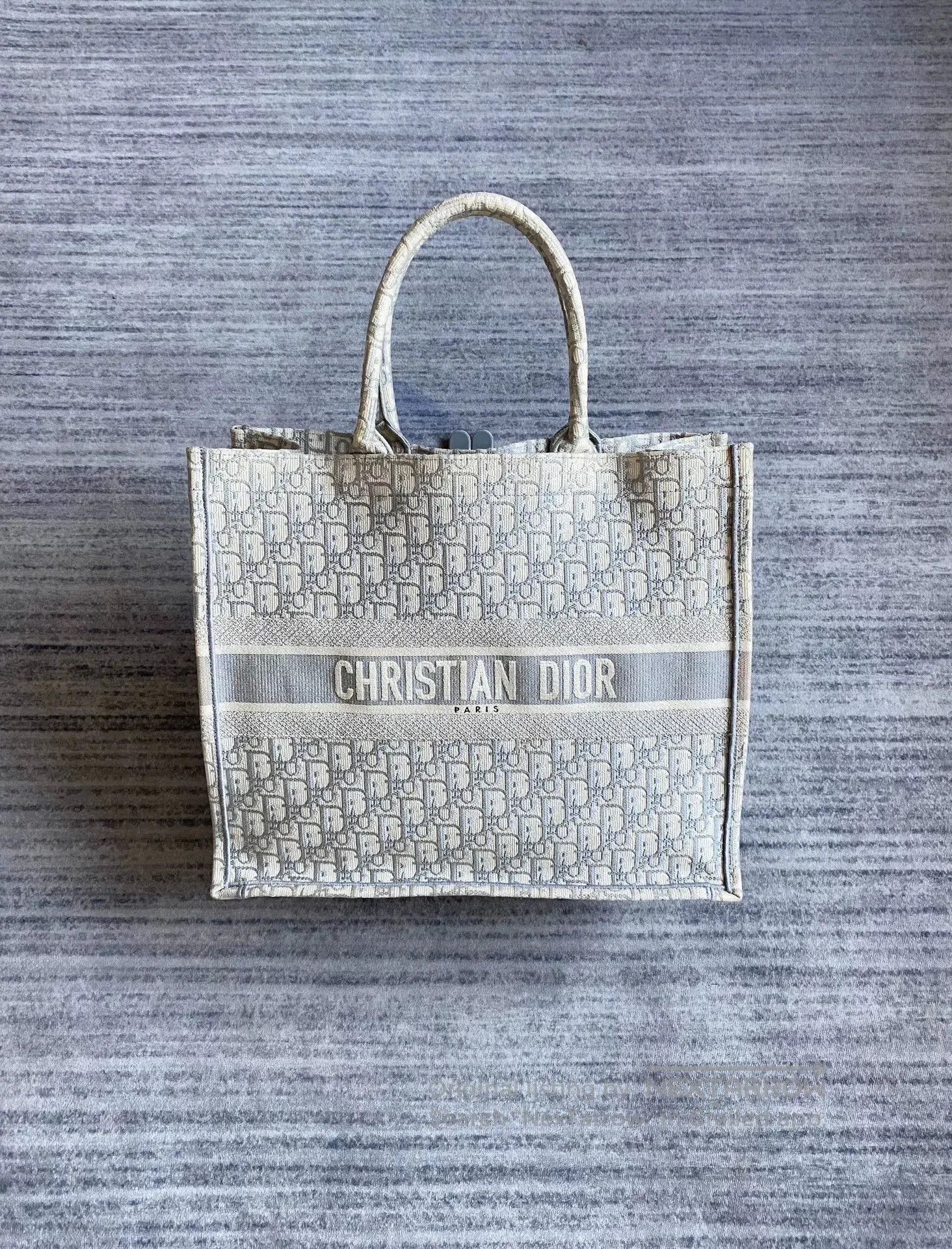 dior gray logo tote bag large size.