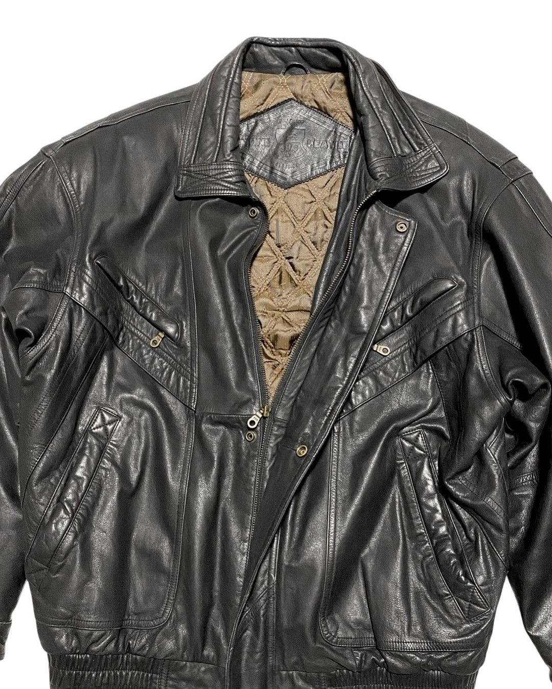 Genuine Leather Vintage 90's y2k real leather bomber jacket Size US XL / EU 56 / 4 - 2 Thumbnail