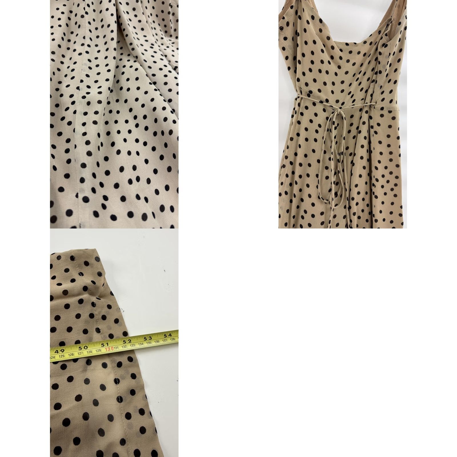 Ganni Ganni Dress Womens 34 Beige Black Polka Dot Slip Spaghetti Strap V Neck Flowy Maxi Size XXS / US 00 / IT 34 - 9 Thumbnail