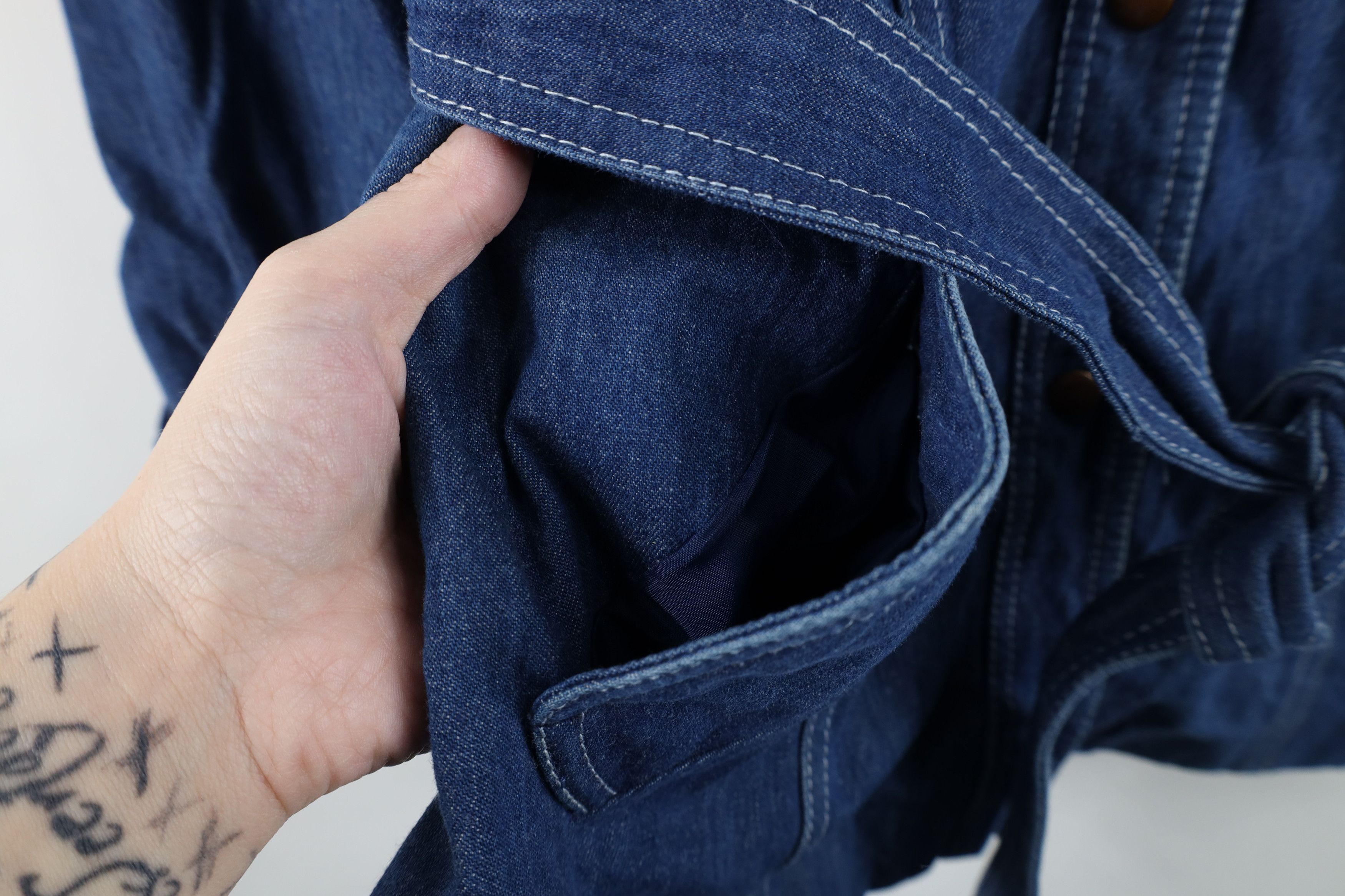 Vintage Vintage 70s Streetwear Belted Lined Denim Jean Jacket Blue Size XL / US 12-14 / IT 48-50 - 7 Thumbnail