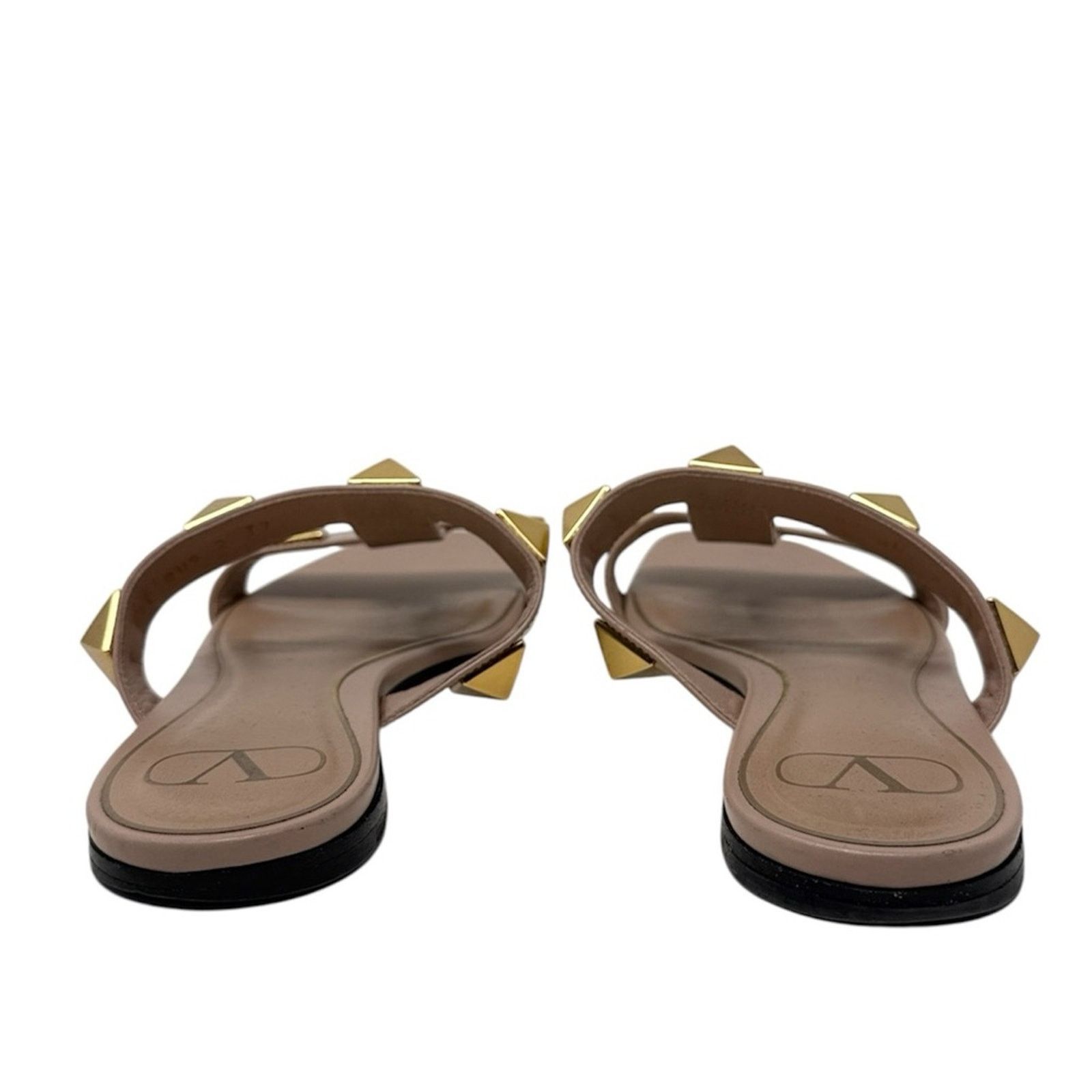 Valentino Valentino Garavani Roman Stud Flat Slide Neutral Sandals Size US 7 / IT 37 - 5 Thumbnail