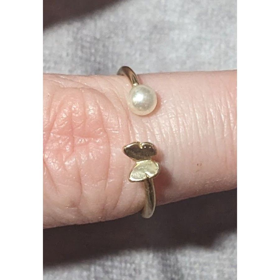 Other Minimalist Butterfly Faux Pearl Open Top Gold Tone Ring Size Size ONE SIZE - 13 Thumbnail
