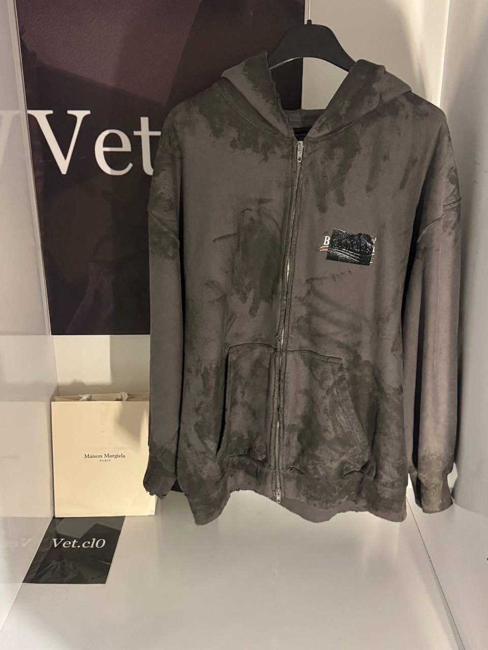 Balenciaga ⛔️ Balenciaga Gaffer Mud Distressed Grey Zip Hoodie M Size US M / EU 48-50 / 2 - 1 Thumbnail