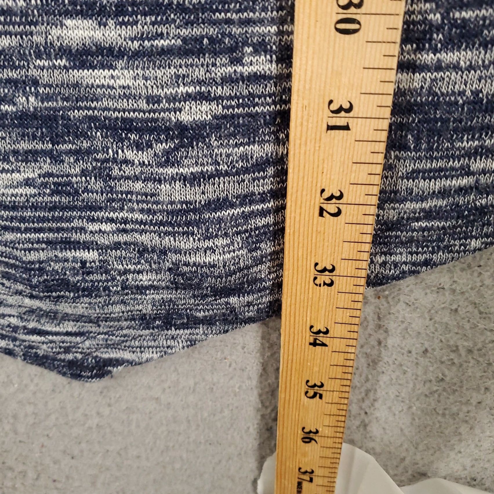 Vintage Womens Tunic Top XL Blue White Heathered Asymmetric Hem Long Sleeve Tunic Blouse Bohemian Knit Cotton Blend Polyester Round Neck Pullover Casual Size XL / US 12-14 / IT 48-50 - 3 Thumbnail