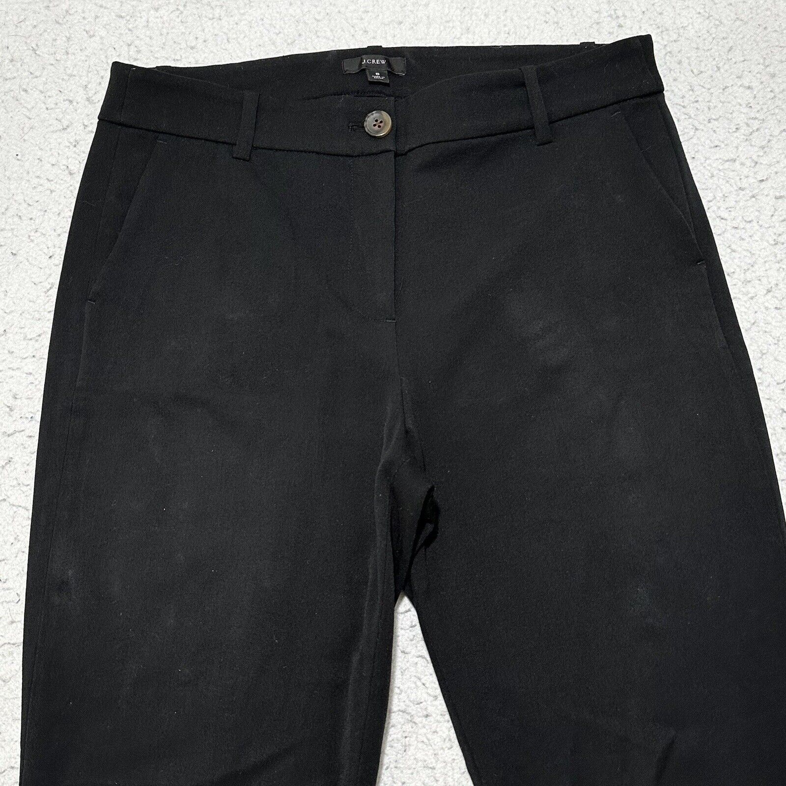 J.Crew J. Crew 8 Black Flat Front Dress Pants High Rise Stretch Size 30" / US 8 / IT 44 - 2 Thumbnail