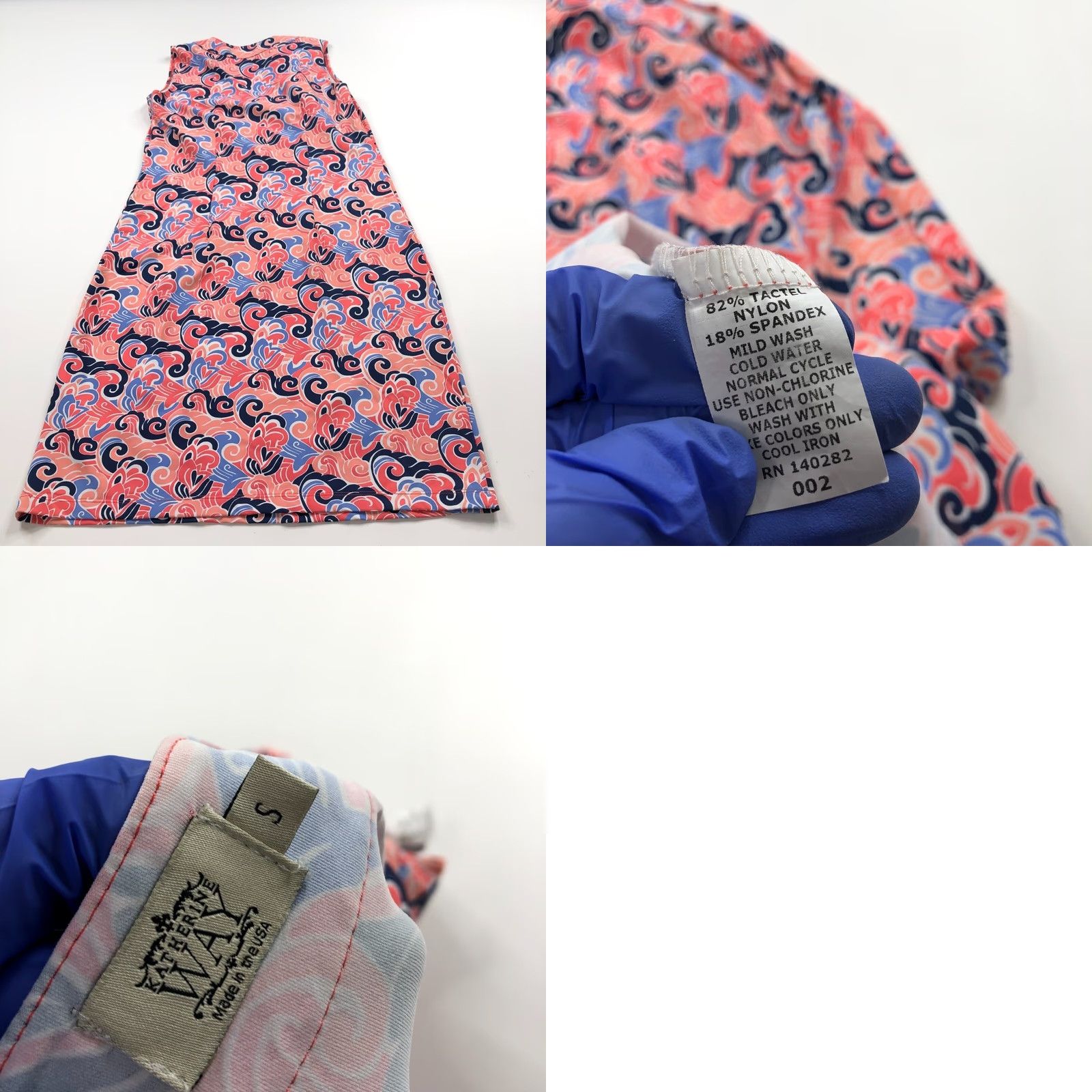 Vintage Katherine Way Small Women's Sleeveless Short Dress All Over Print Coral Geometric A-Line Scoop Neck Casual Size S / US 4 / IT 40 - 8 Thumbnail