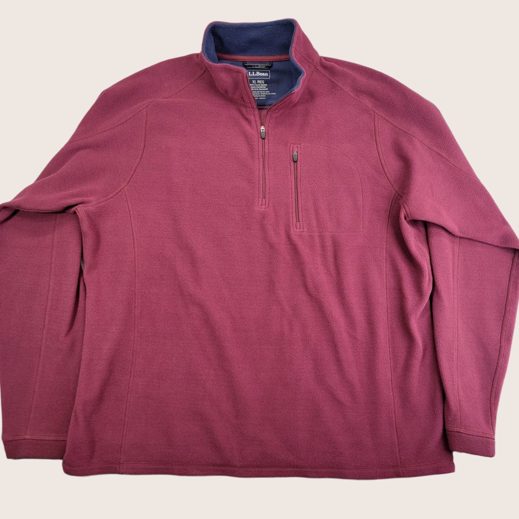 Vintage LL Bean Fleece Sweater Men's XL 1/4 Zip Pullover Hiking burgundy Red 90s Classic Outdoor Mens Size US XL / EU 56 / 4 - 1 Thumbnail