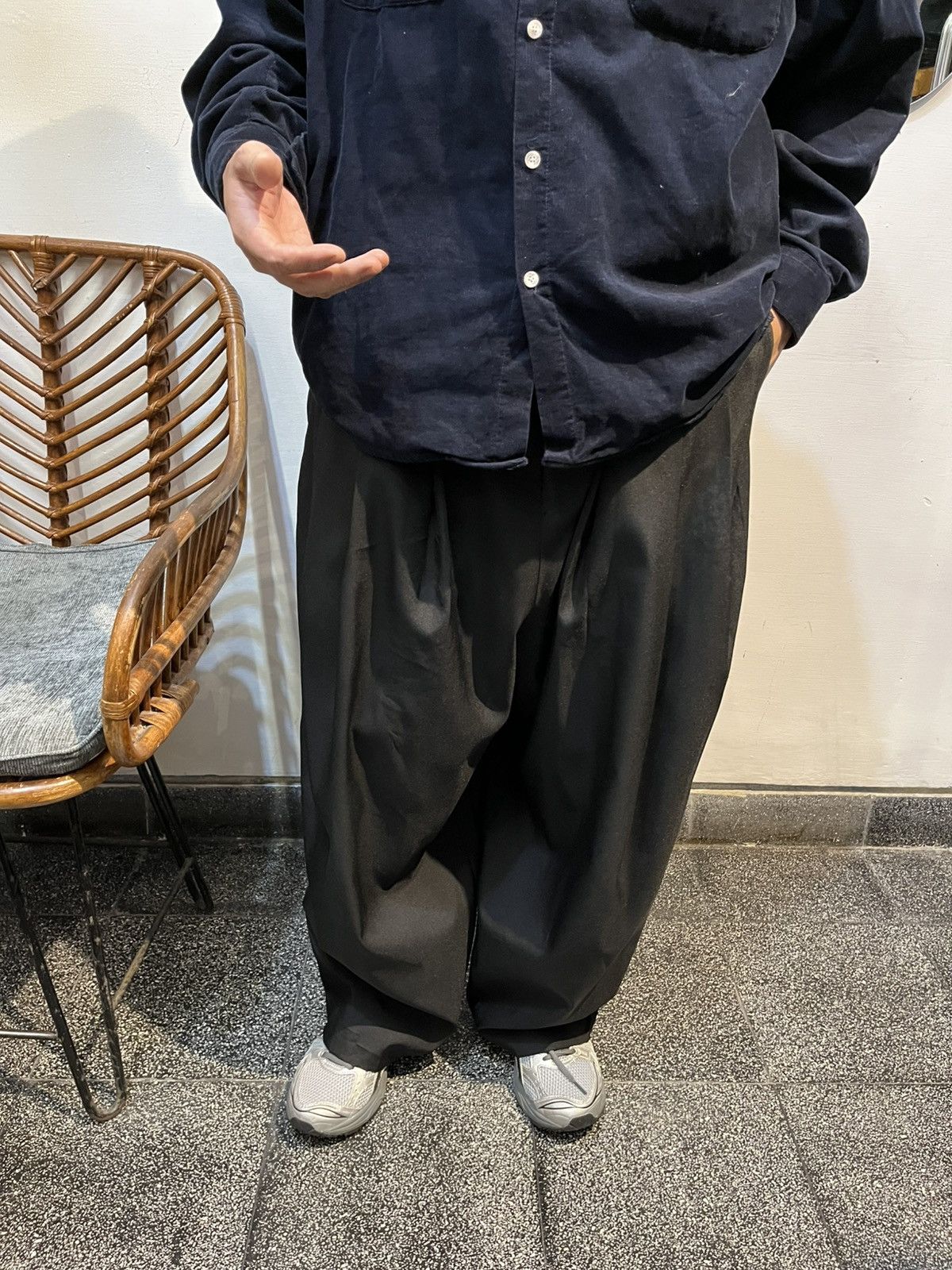Japanese Brand Young Min, Triple Tuck Wide Balloon Pants Silk, LIKE ANGLAN! Size US 36 / EU 52 - 2 Thumbnail
